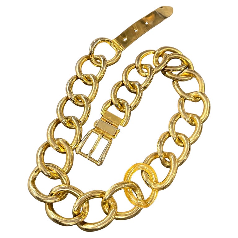 A 1970s Vintage Brass Statement Chain Italian Belt For Sale  display picture 3