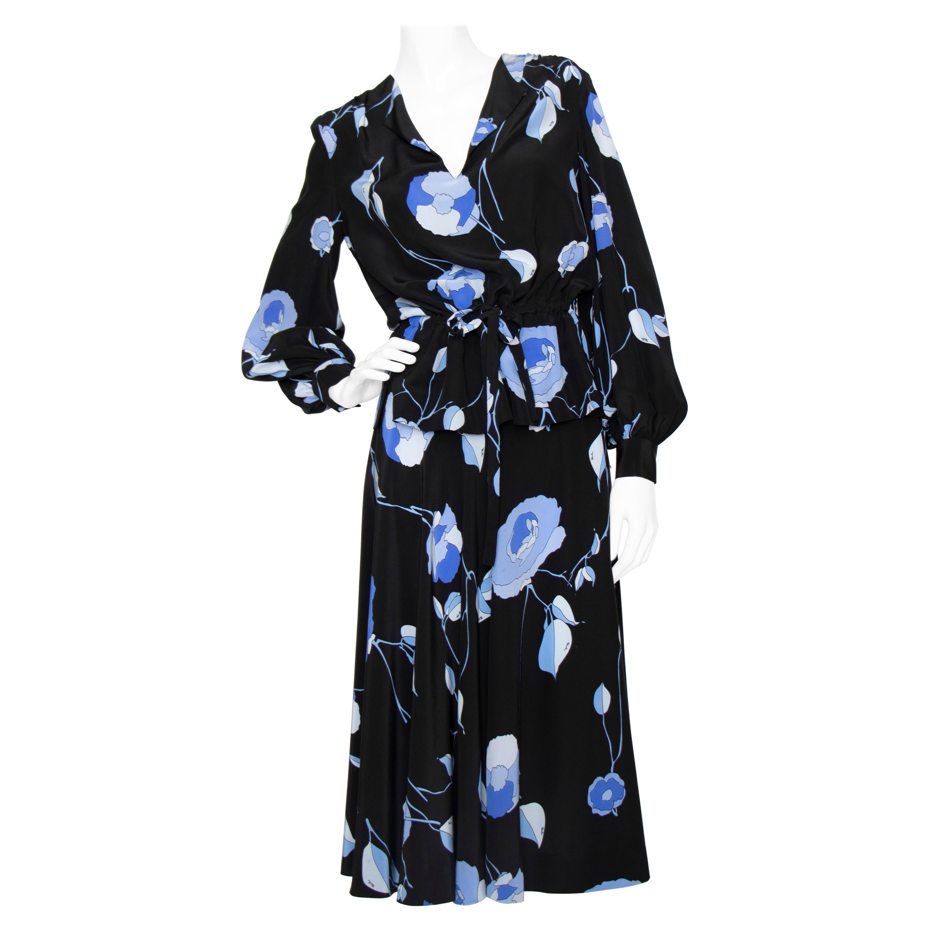 A 1970s Vintage Emilio Pucci Two-Piece Floral Silk Dress For Sale at ...