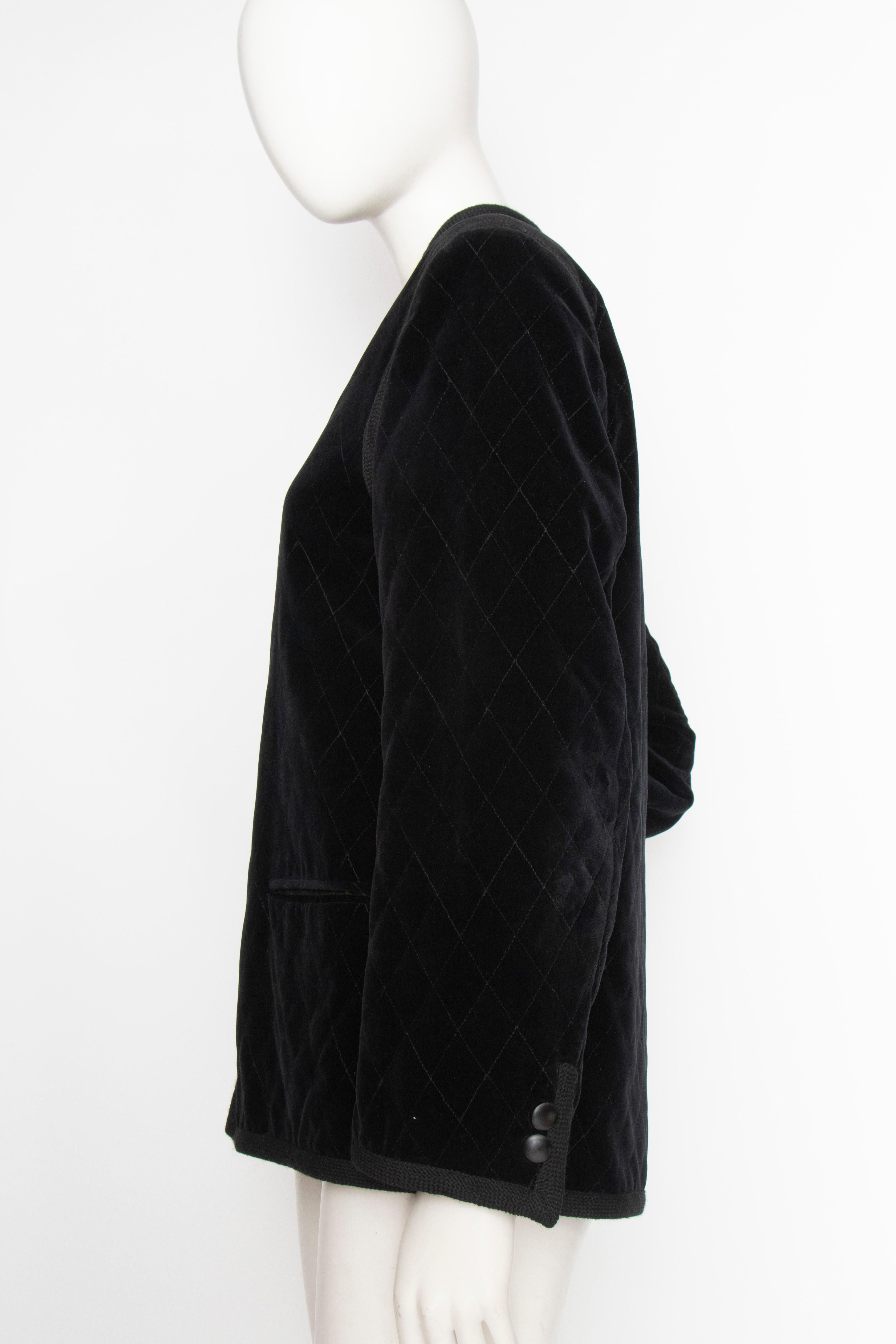 Women's or Men's A 1970s Vintage Quilted Yves Saint Laurent Rive Gauche Velvet Jacket