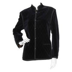 A 1970s Vintage Quilted Yves Saint Laurent Rive Gauche Velvet Jacket 