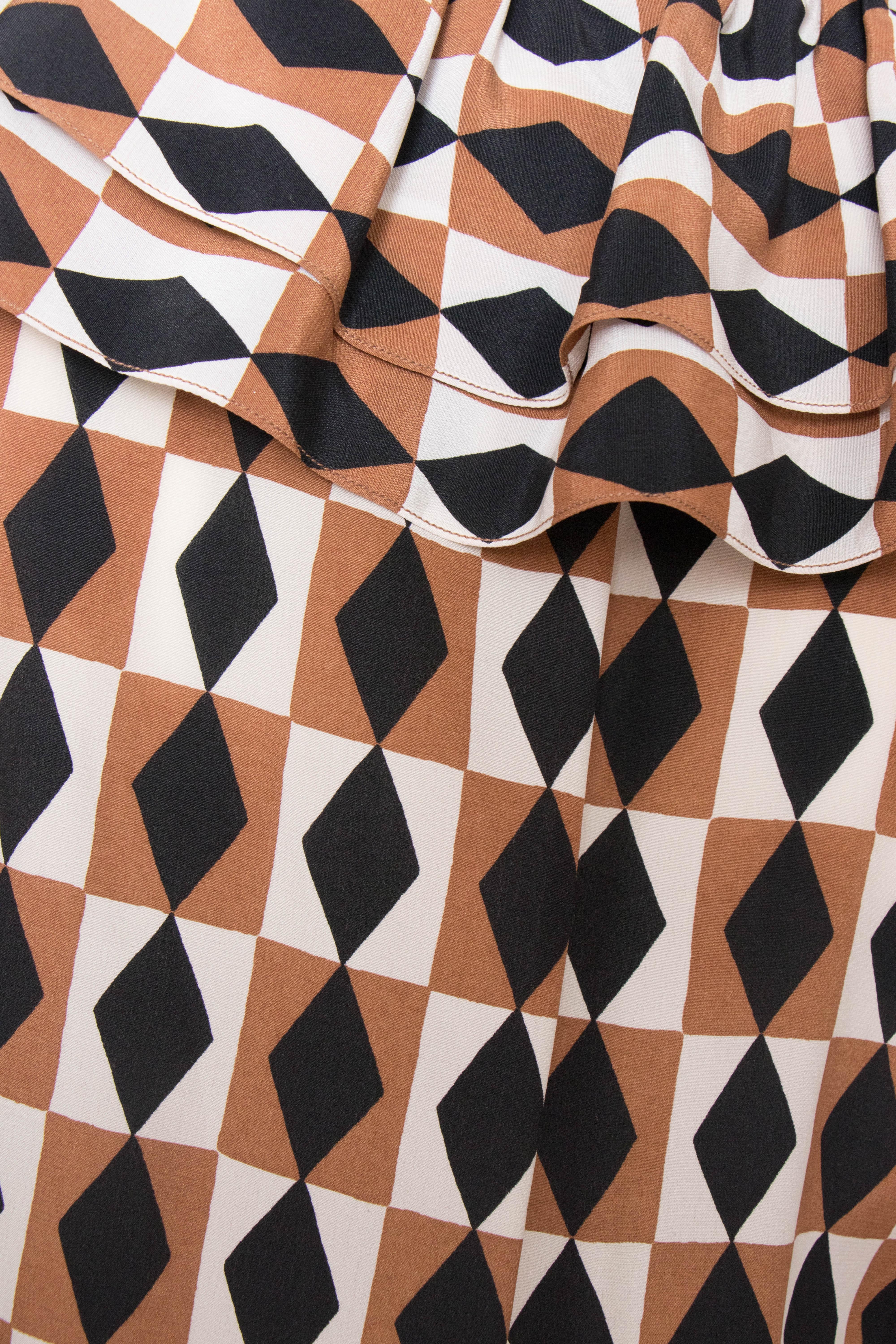 A 1970s Vintage Yves Saint Laurent Graphic Silk Day Dress  2