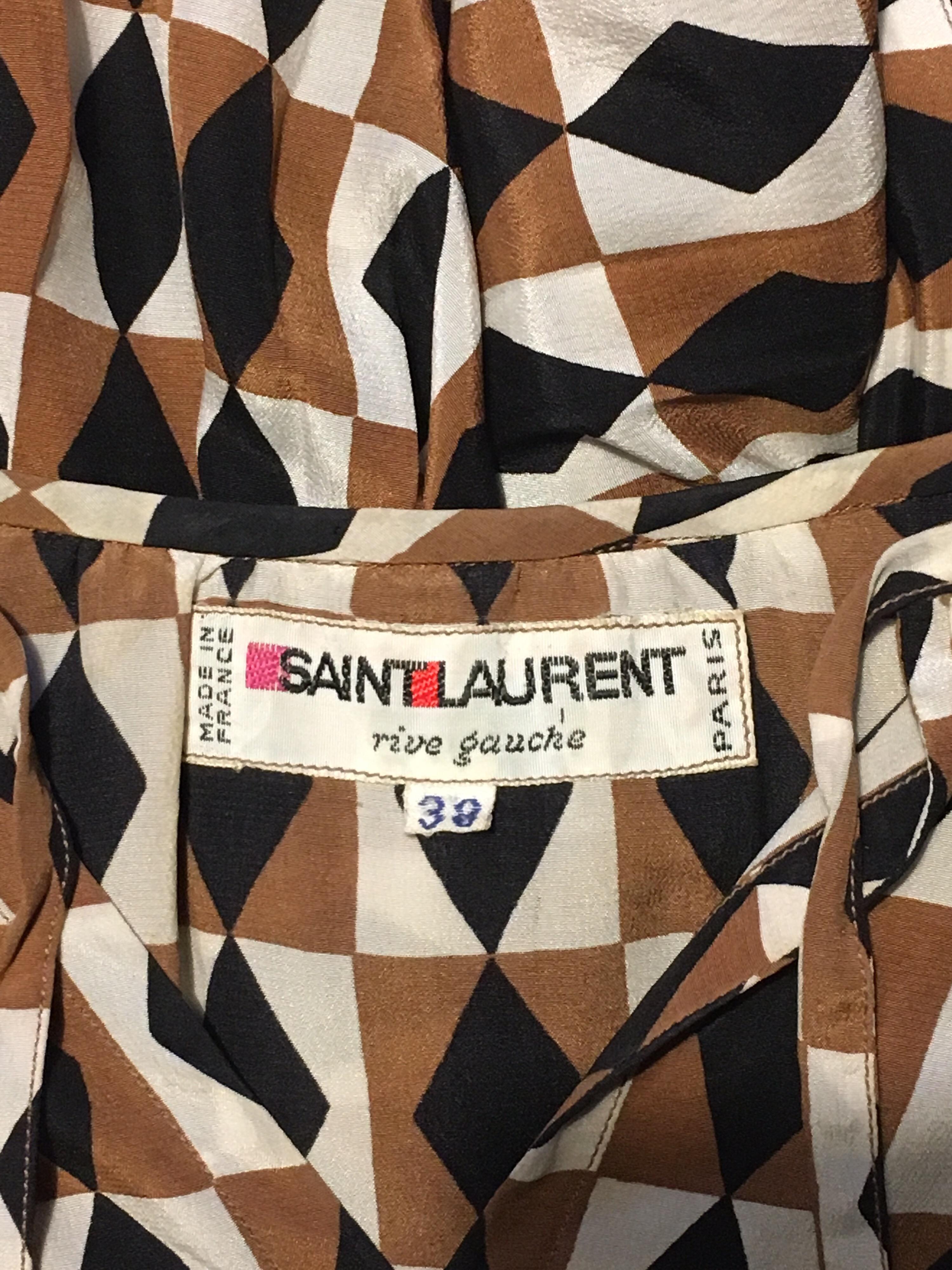 A 1970s Vintage Yves Saint Laurent Graphic Silk Day Dress  3