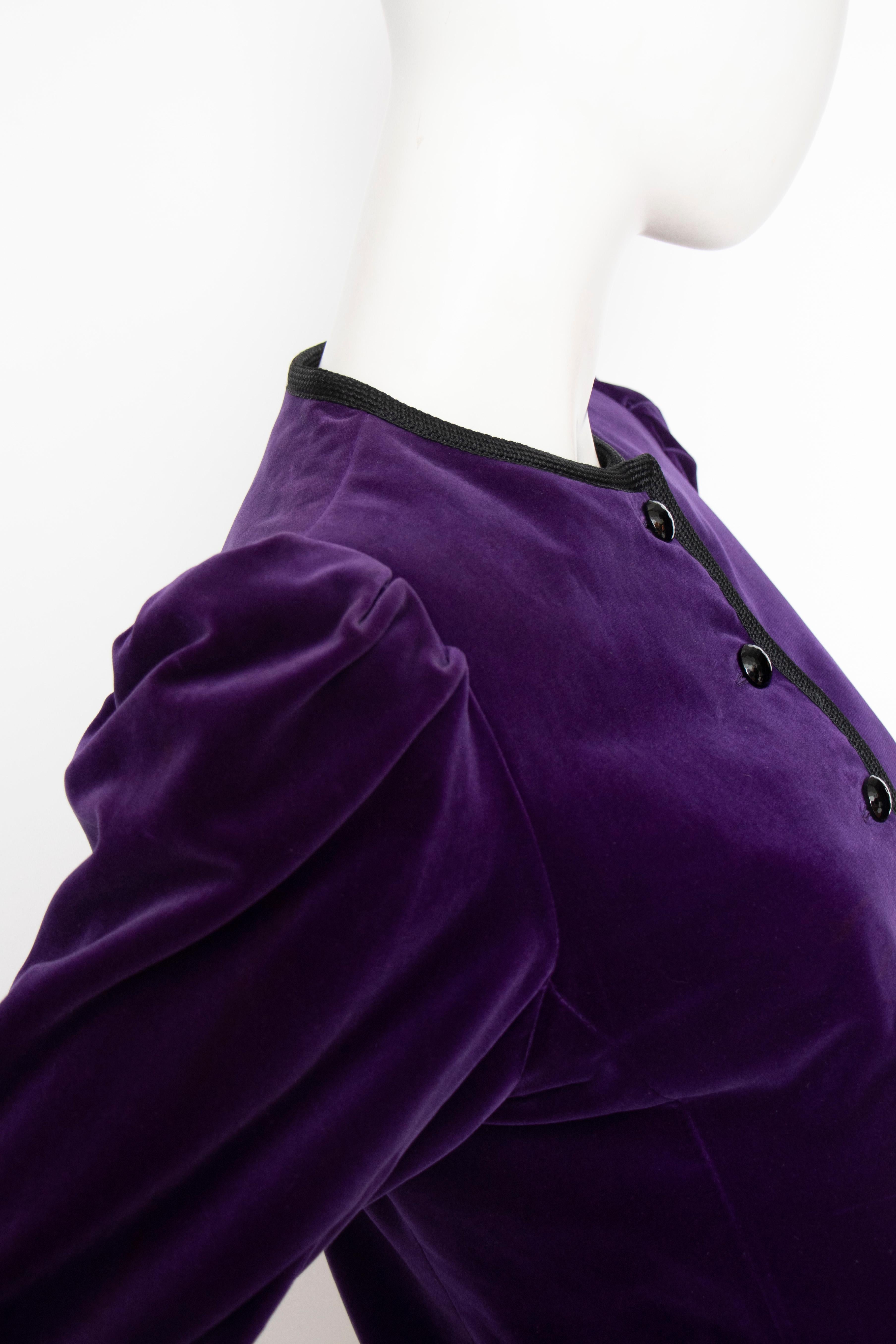 A 1970s Vintage Yves Saint Laurent Rive Gauche Purple Velvet Jacket  1