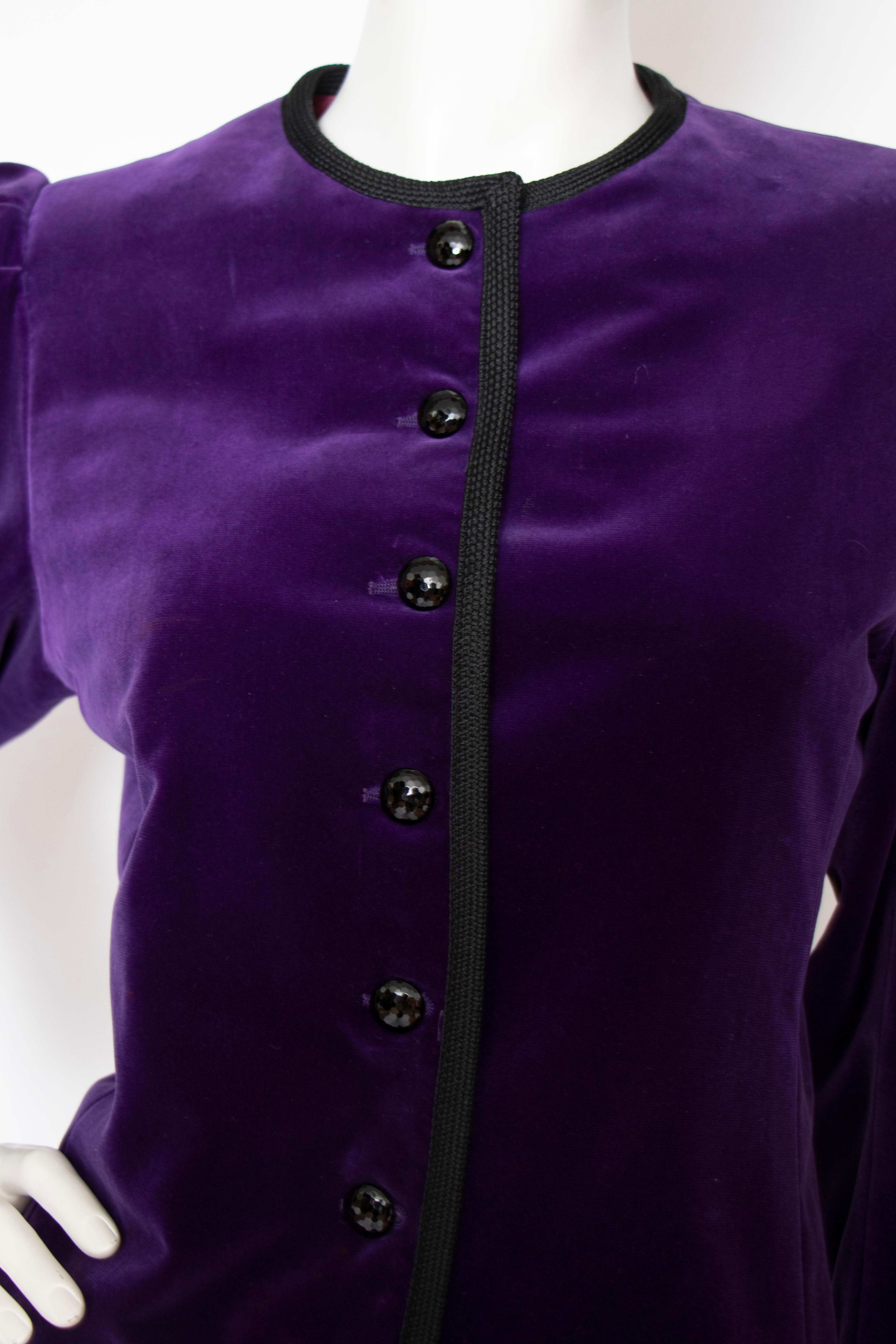 A 1970s Vintage Yves Saint Laurent Rive Gauche Purple Velvet Jacket  3
