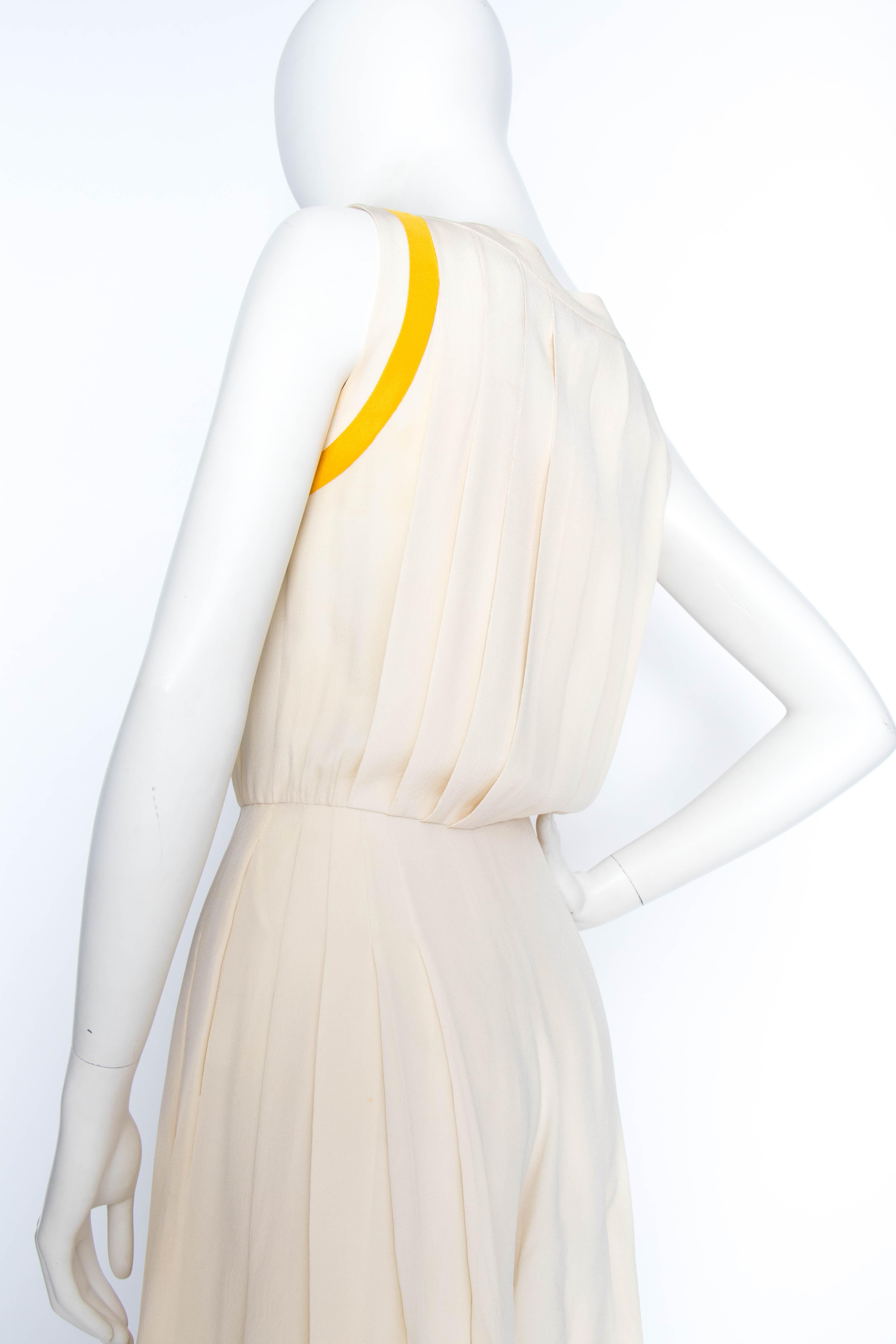 Gray A 1980s Chanel Creme Silk Playsuit and Yellow Bolero Ensemble