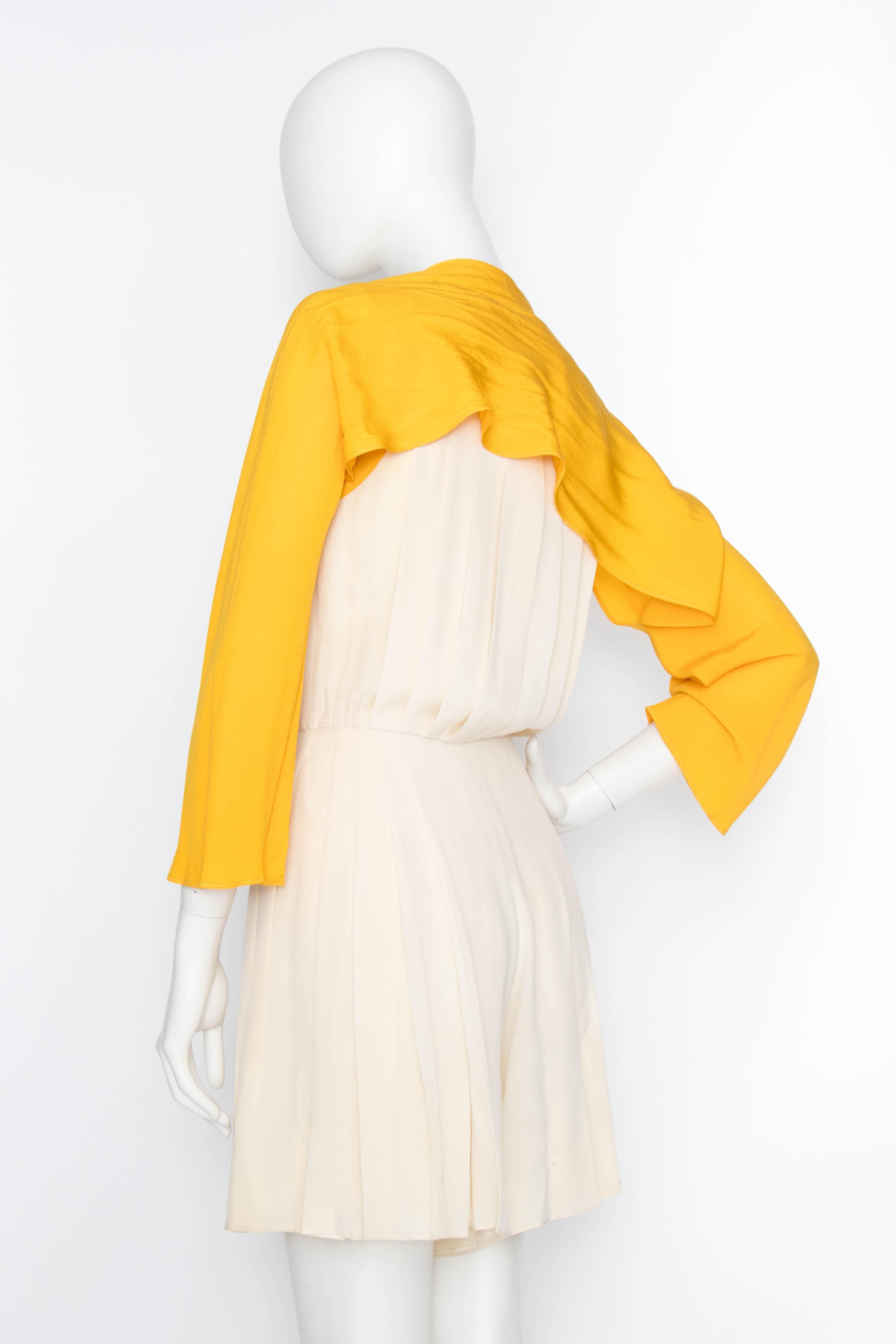 Women's or Men's A 1980s Chanel Creme Silk Playsuit and Yellow Bolero Ensemble