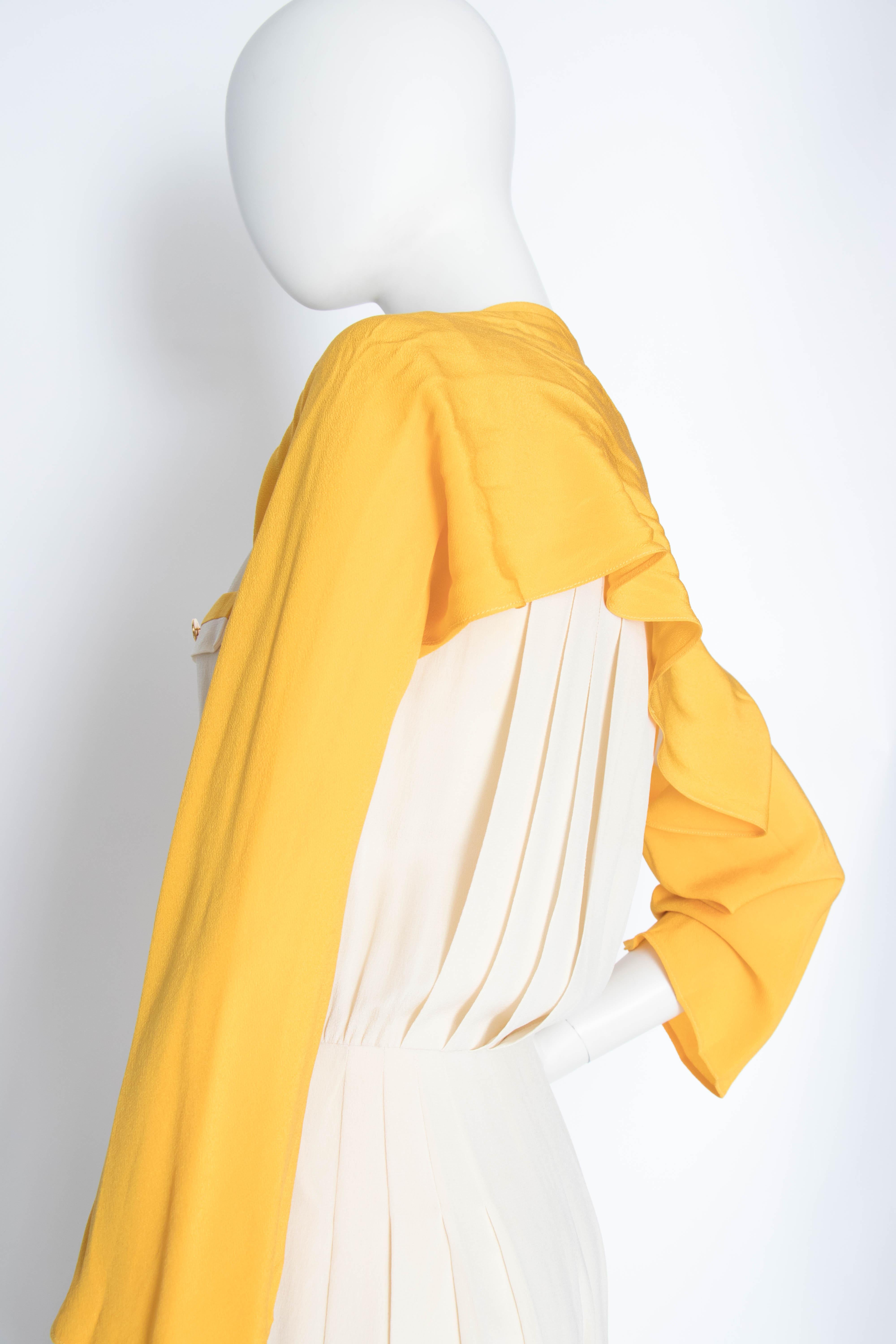A 1980s Chanel Creme Silk Playsuit and Yellow Bolero Ensemble 1