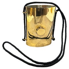 A 1980s Extravagant Brass, Leather and Black Rope Italian Minaudière