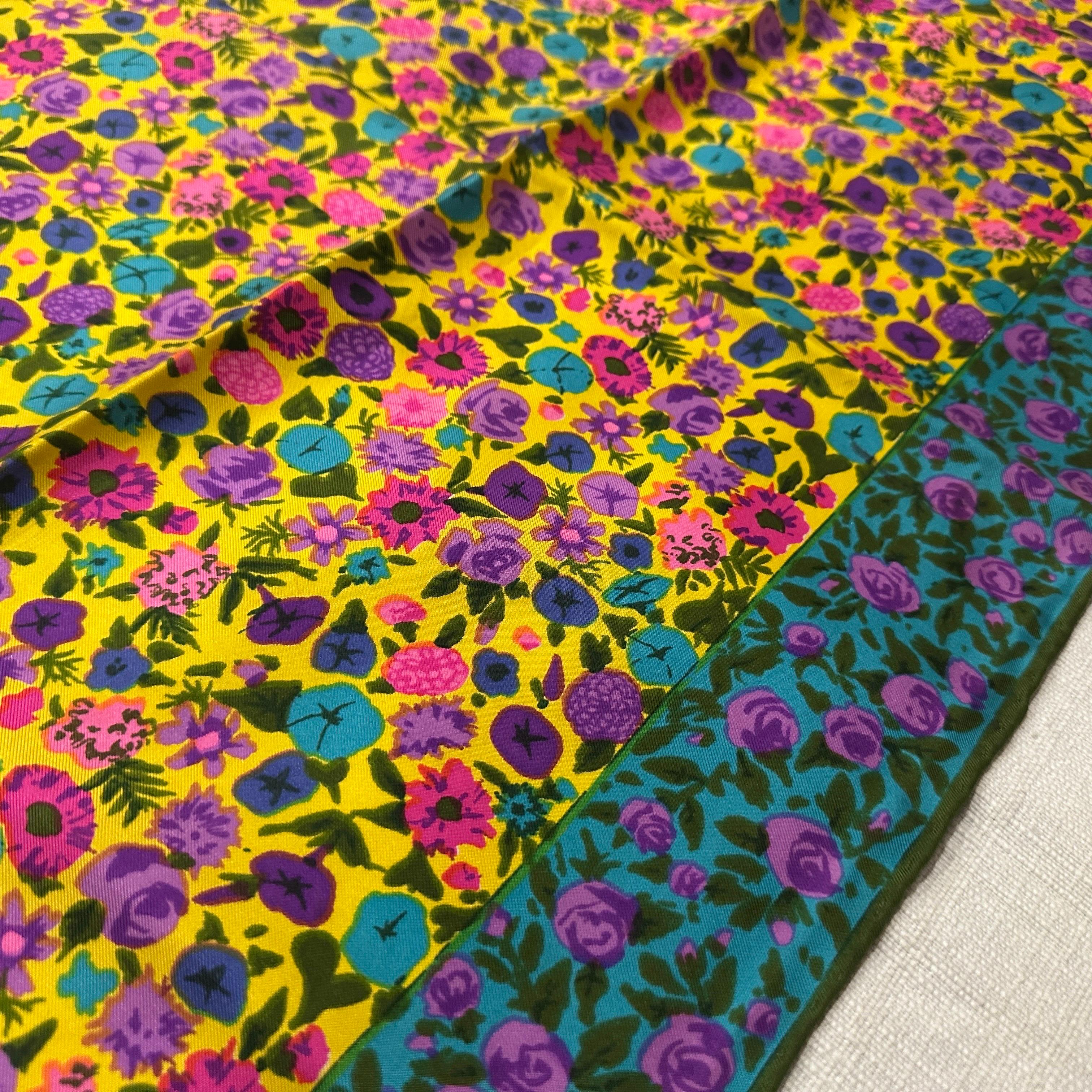 Women's A 1980s Floral Print Silk Scarf by Ken Scott For Sale