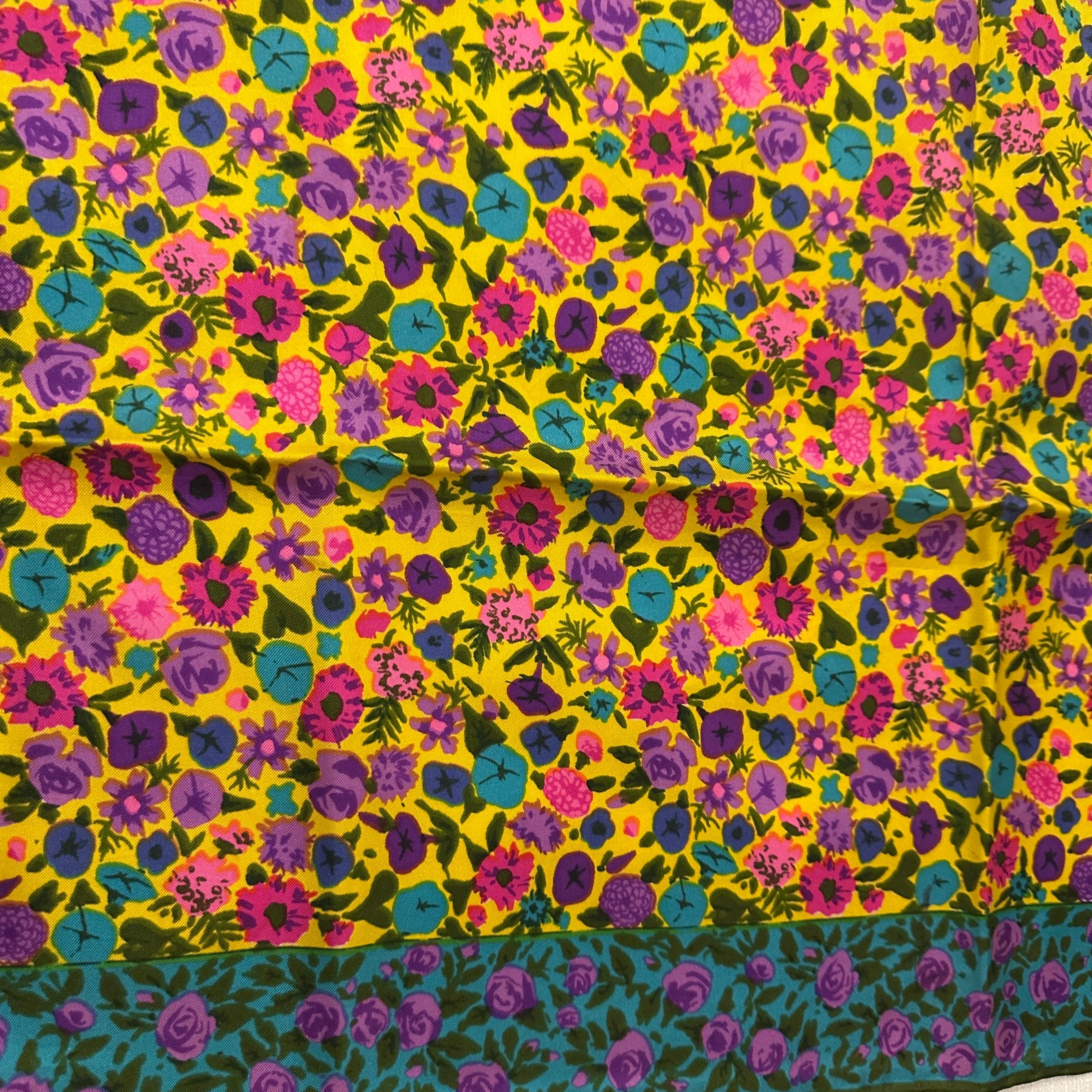A 1980s Floral Print Silk Scarf by Ken Scott For Sale 2