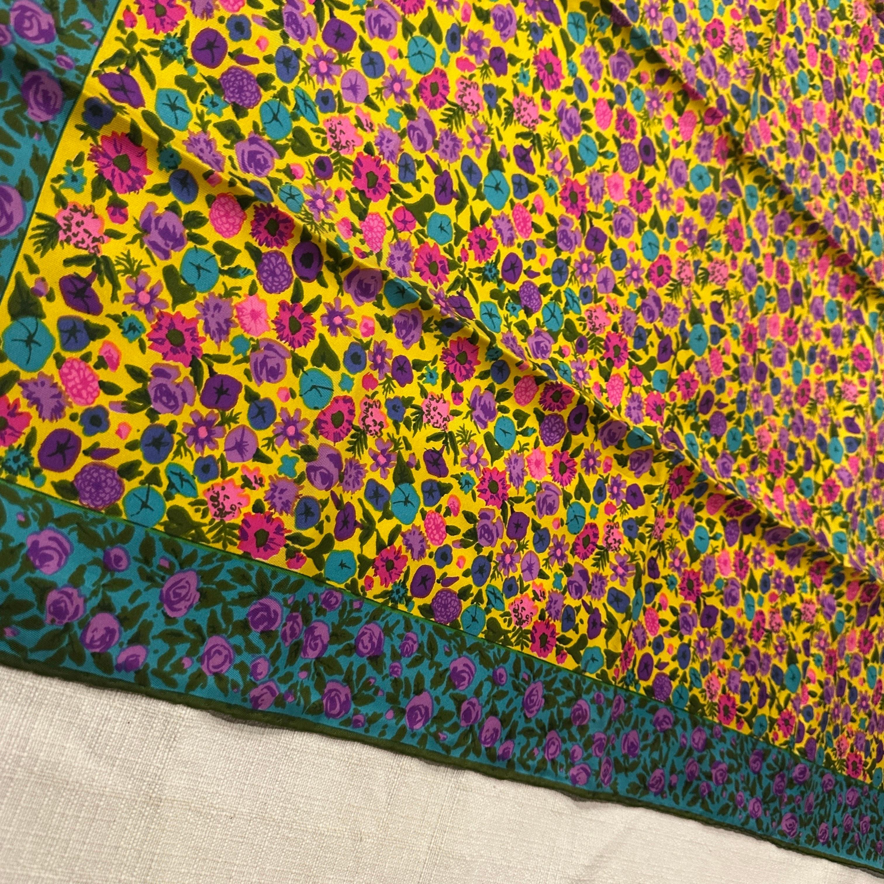 A 1980s Floral Print Silk Scarf by Ken Scott For Sale 4