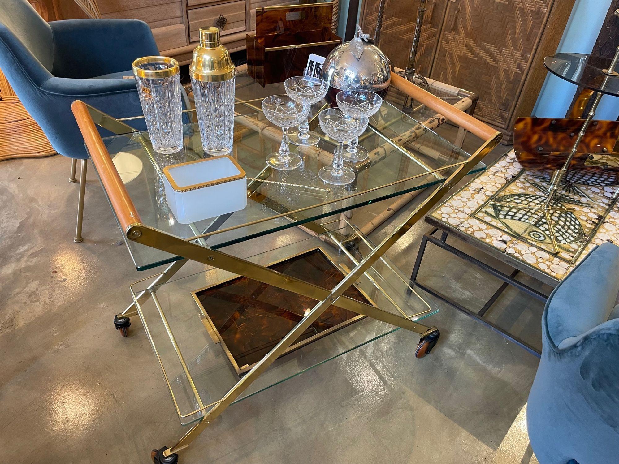 Ein Gallotti & Radice Mister Barwagen aus Messing und Kirsche aus den 1980er Jahren. (Ende des 20. Jahrhunderts) im Angebot