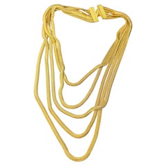 A 1980s High Quality Costume Jewelry Gilt Metal Italian Multi Strand Necklace