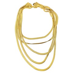 A 1980s High Quality Costume Jewelry Gilt Metal Italian Multi Strand Necklace
