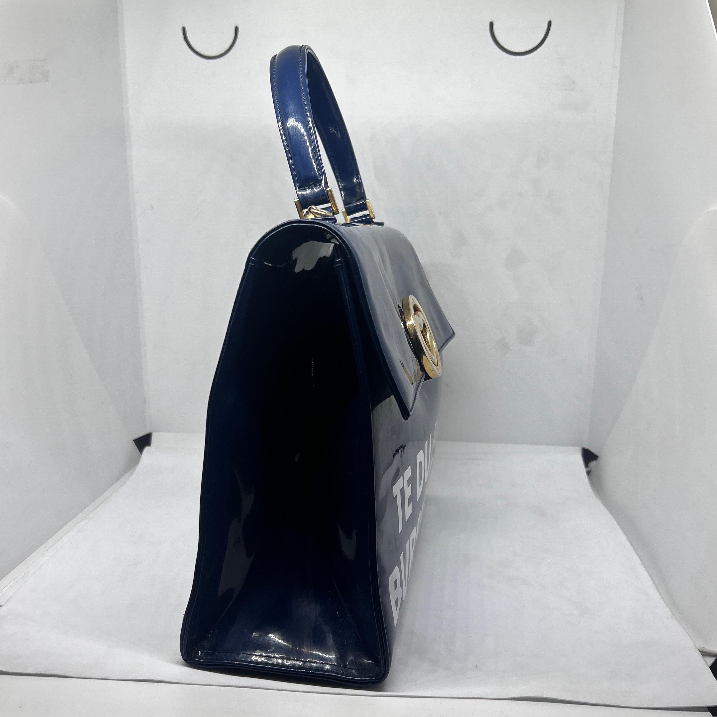 A 1980s Iconic Blue and White Handbag by Franco Moschino 