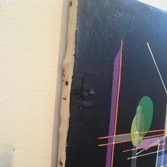 A 1980s Kandinsky Style Futurist Abstract Italian Oil Painting by Libero VItali