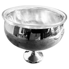 A 1980s Lino Sabattini Minimalist Silver Plated and Glass Caviar Bowl