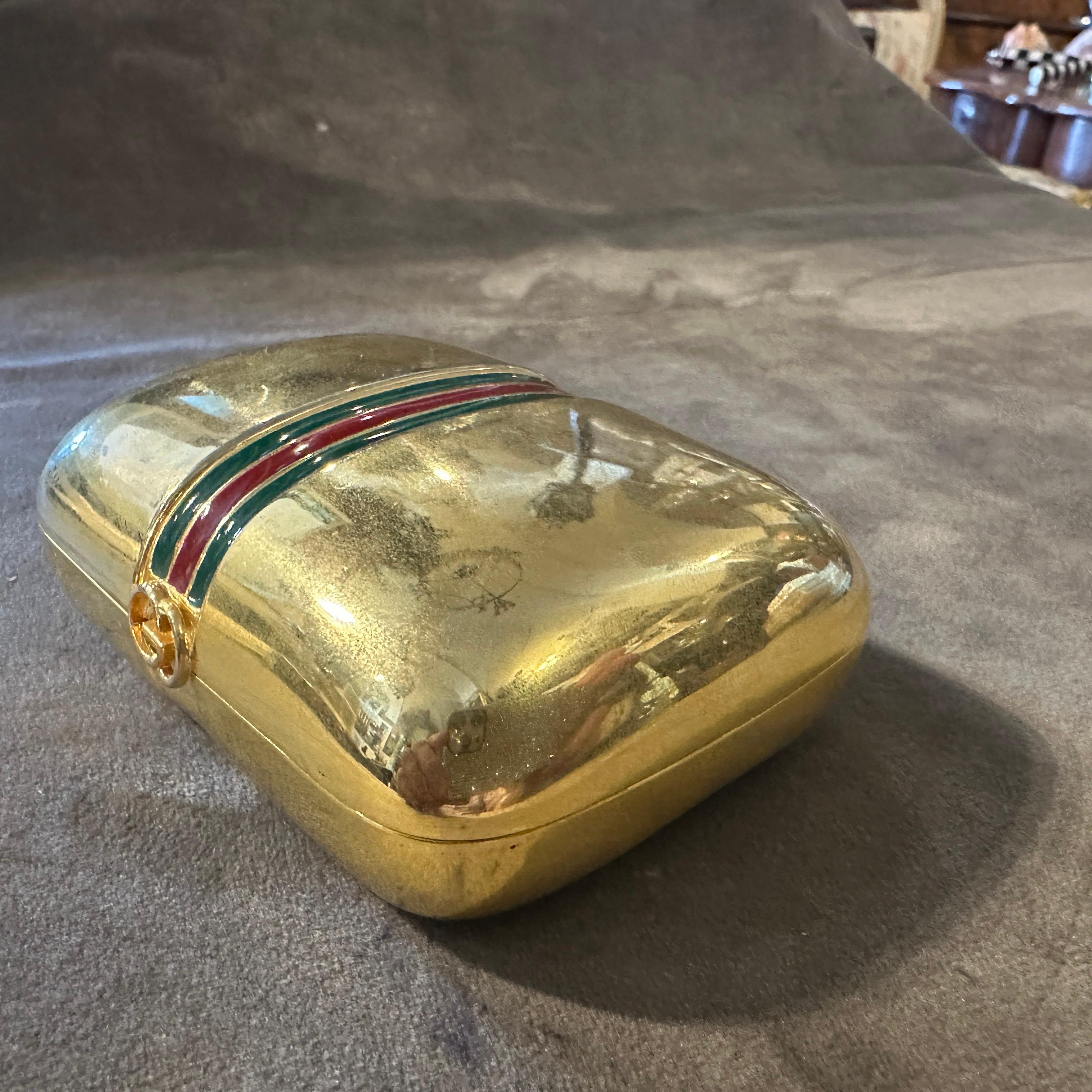 A 1980s Modern Gilt Brass and Lacquer Luxury Box by Gucci For Sale 5