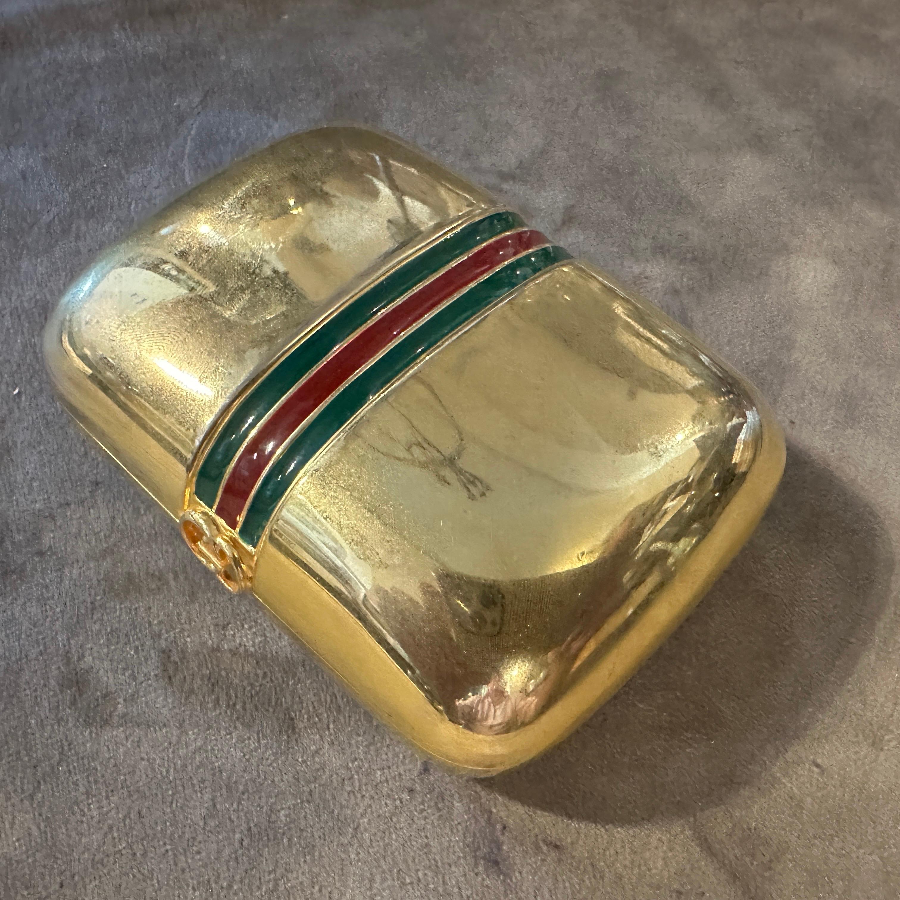 A 1980s Modern Gilt Brass and Lacquer Luxury Box by Gucci For Sale 8