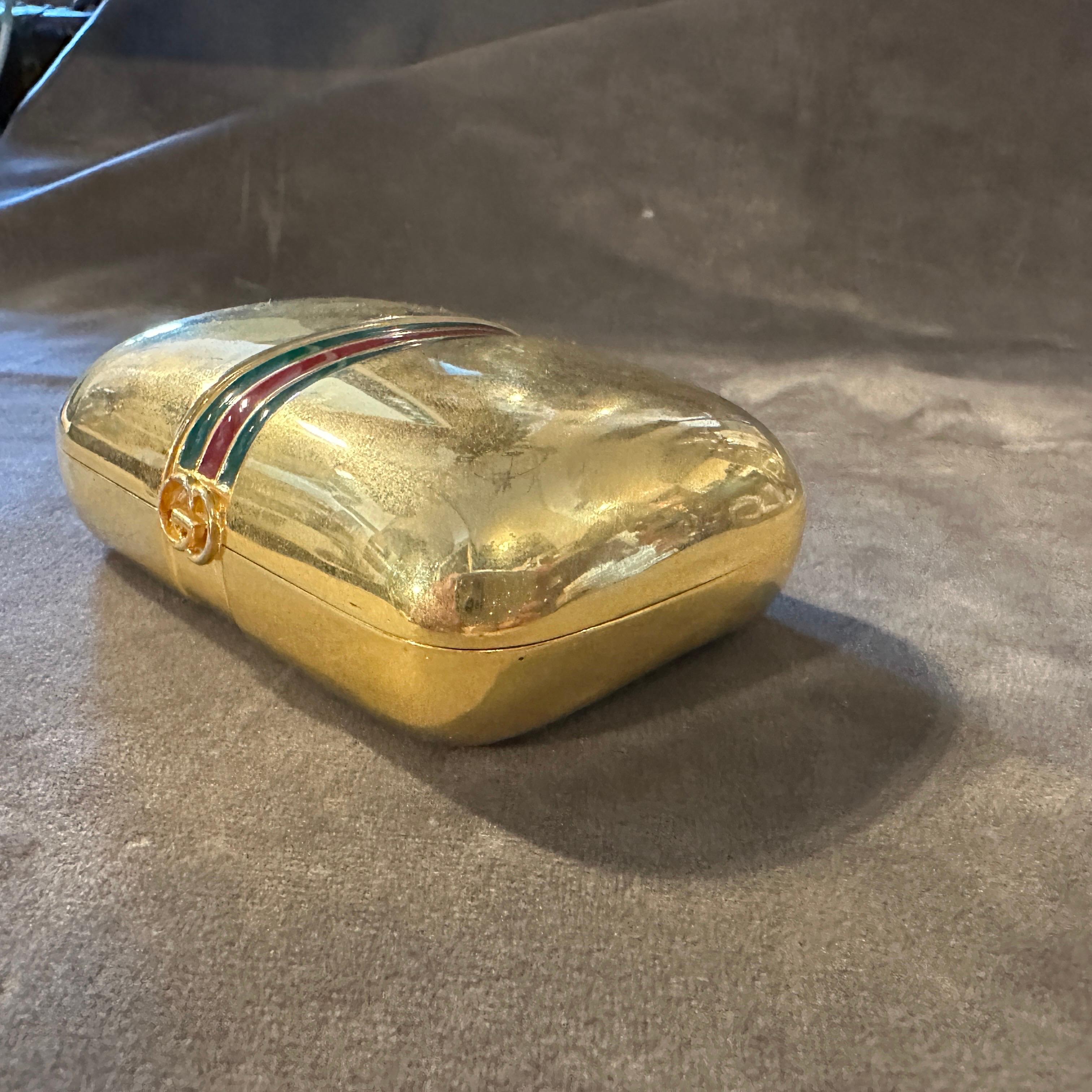 Italian A 1980s Modern Gilt Brass and Lacquer Luxury Box by Gucci For Sale