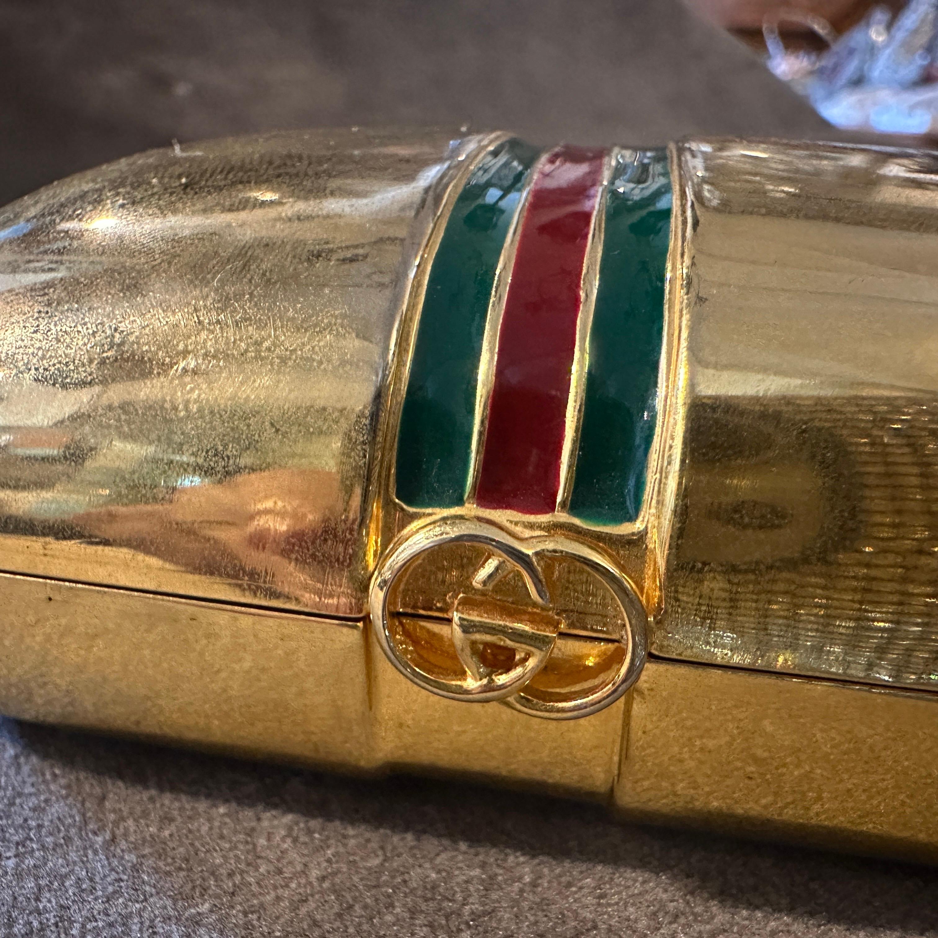 20th Century A 1980s Modern Gilt Brass and Lacquer Luxury Box by Gucci For Sale