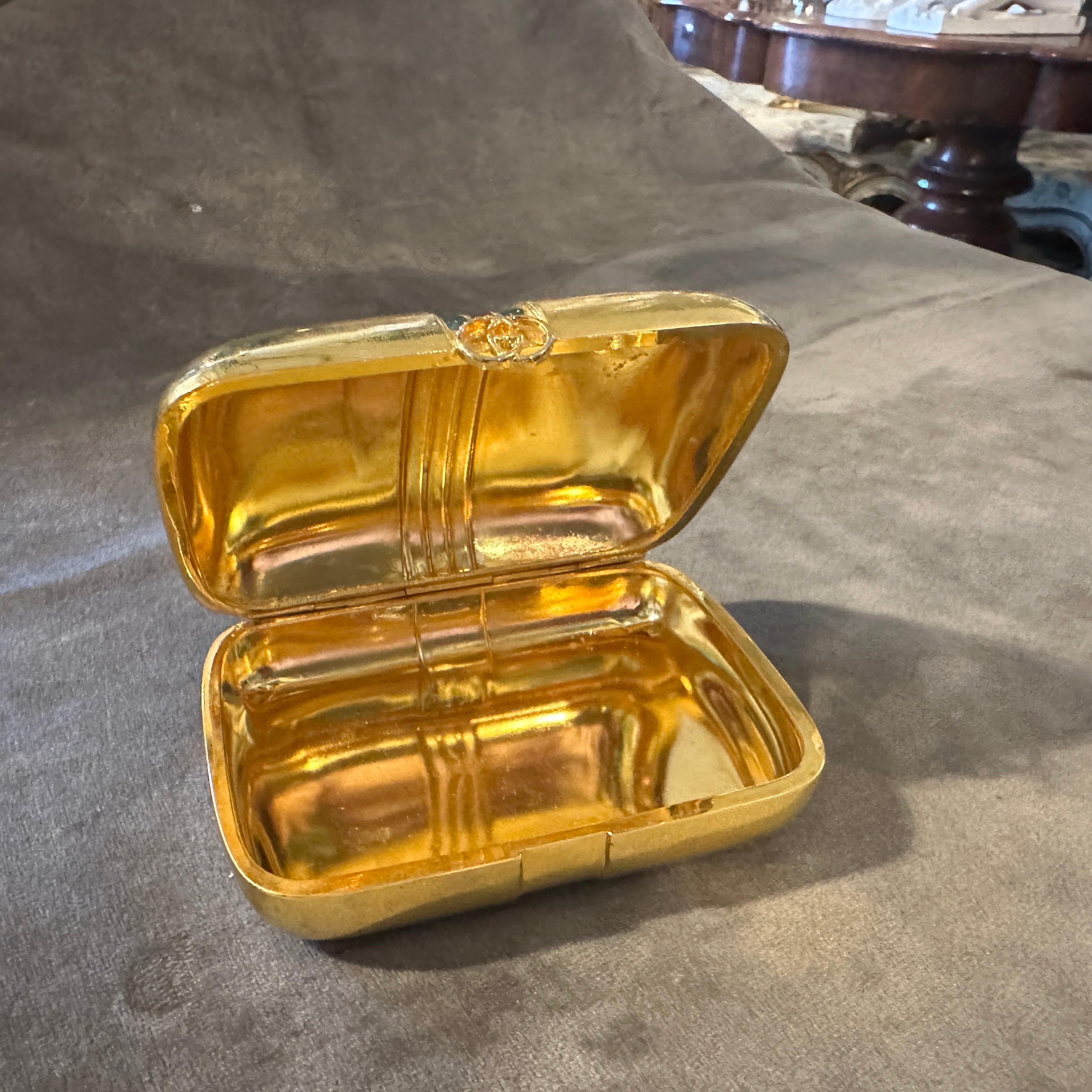 A 1980s Modern Gilt Brass and Lacquer Luxury Box by Gucci For Sale 1