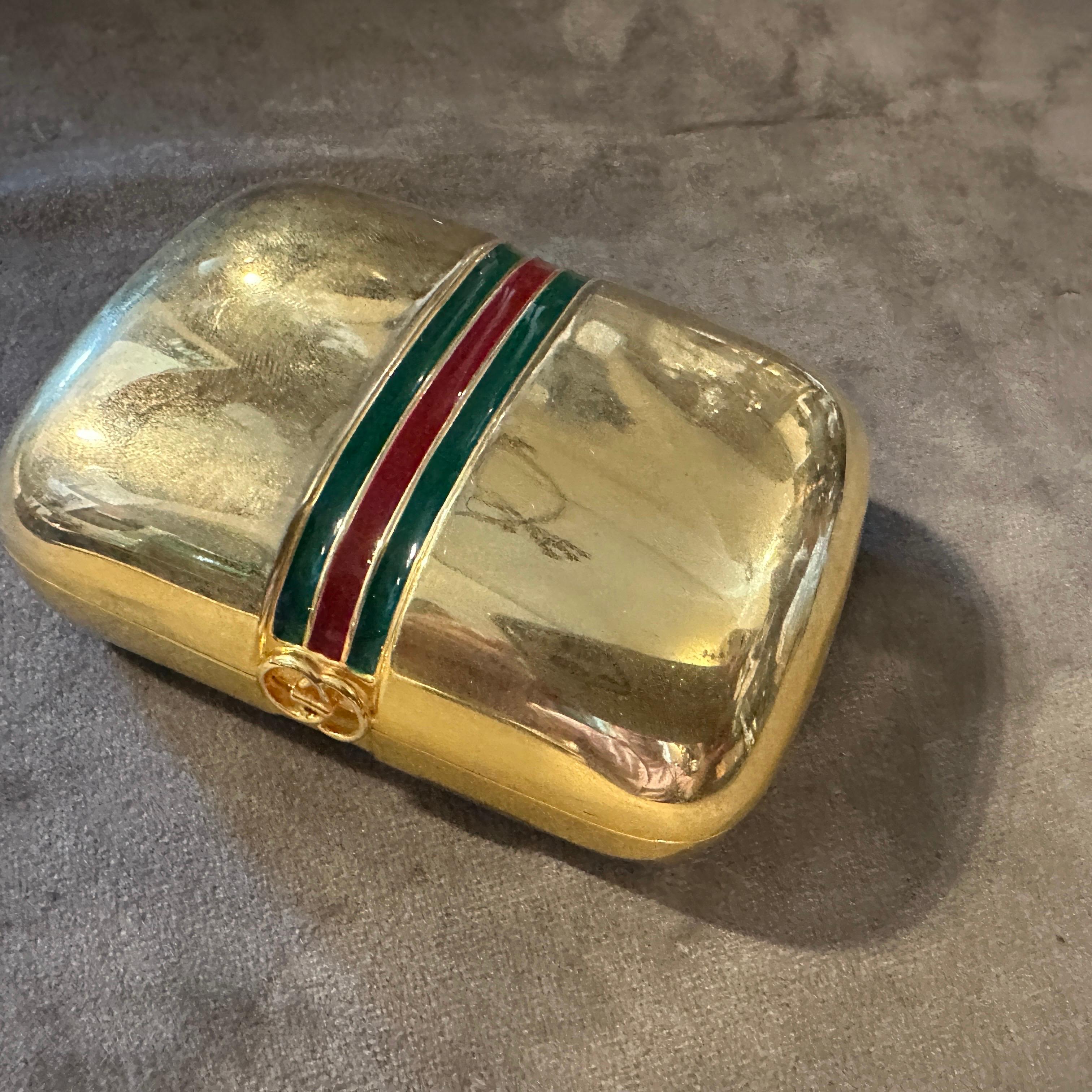 A 1980s Modern Gilt Brass and Lacquer Luxury Box by Gucci For Sale 2