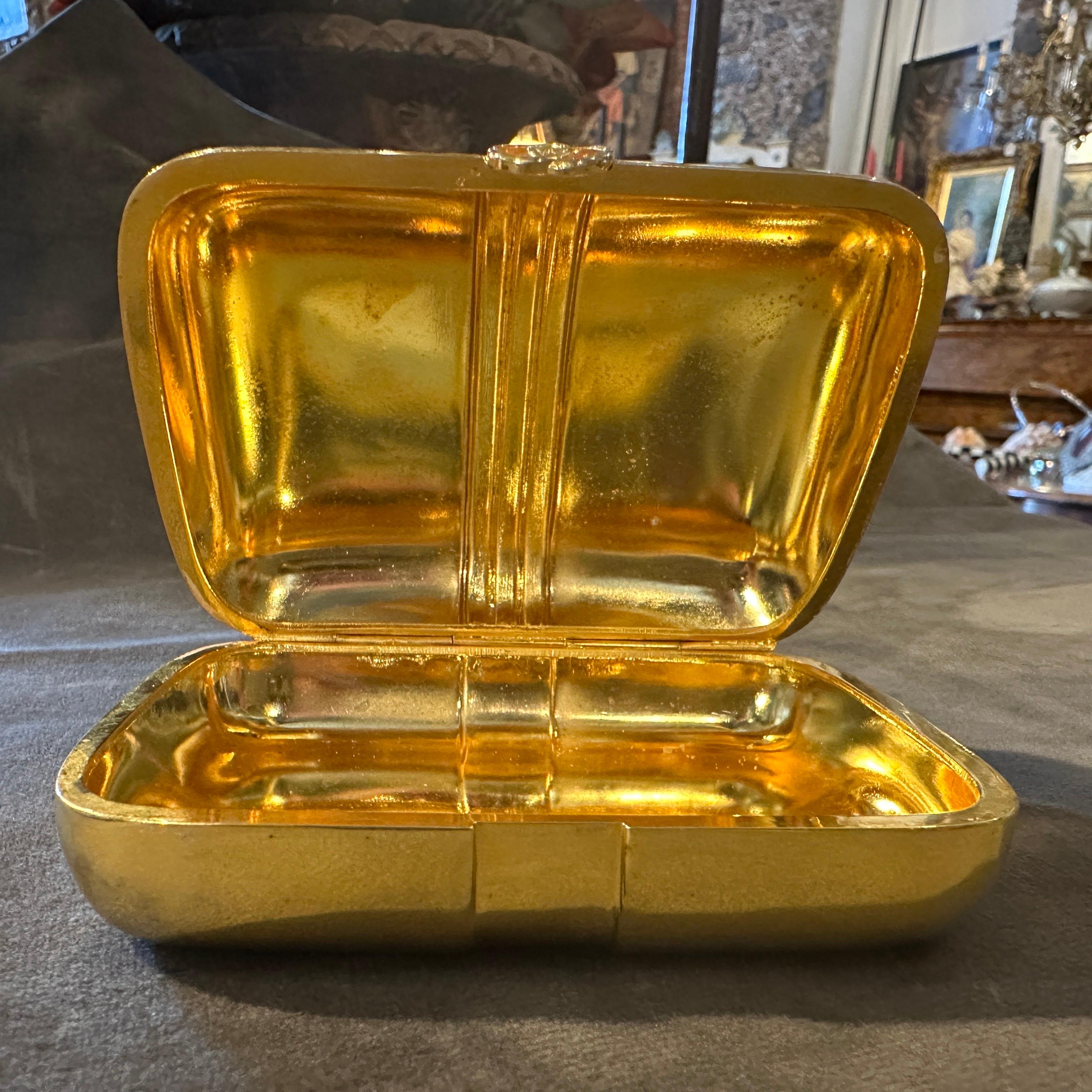 A 1980s Modern Gilt Brass and Lacquer Luxury Box by Gucci For Sale 3
