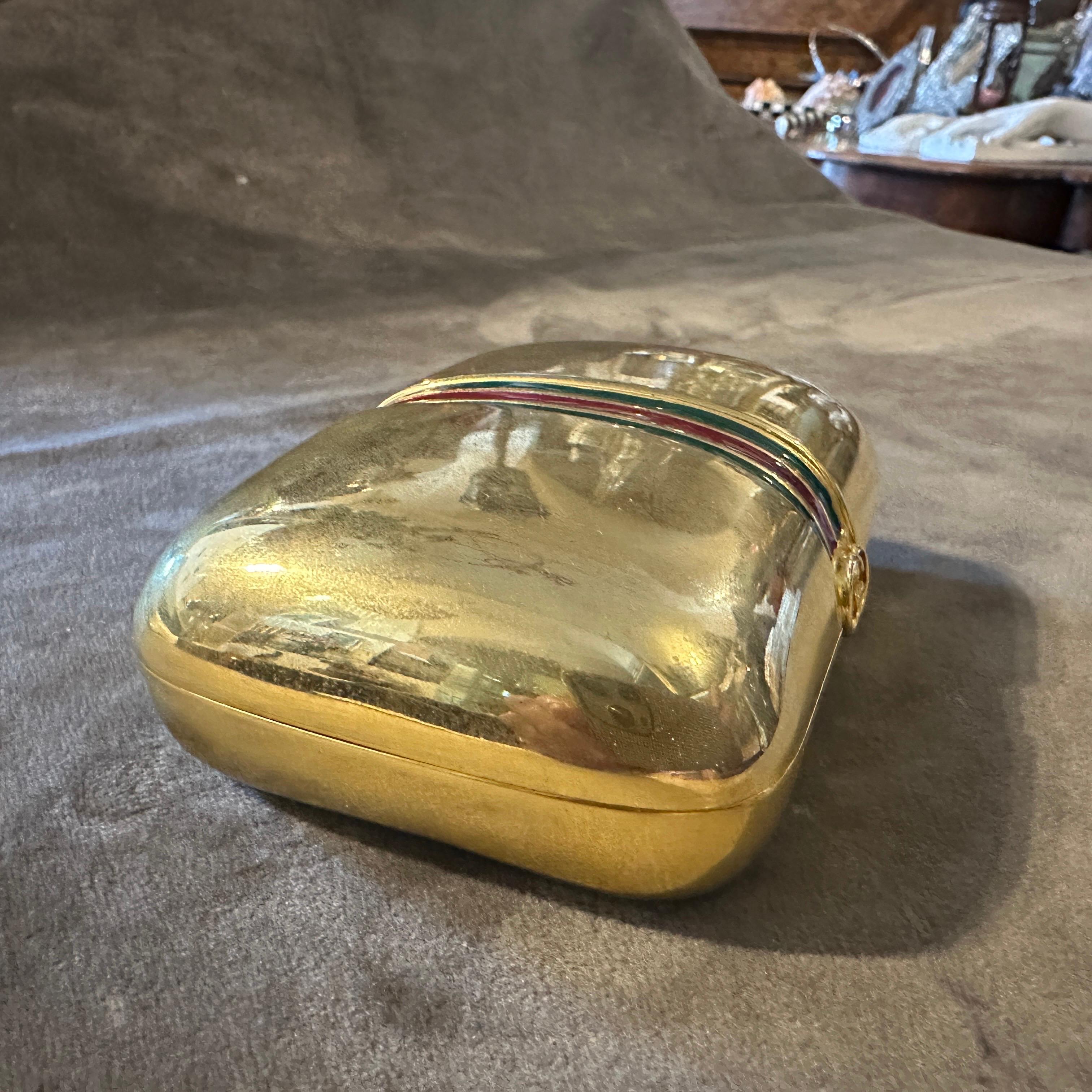 A 1980s Modern Gilt Brass and Lacquer Luxury Box by Gucci For Sale 4