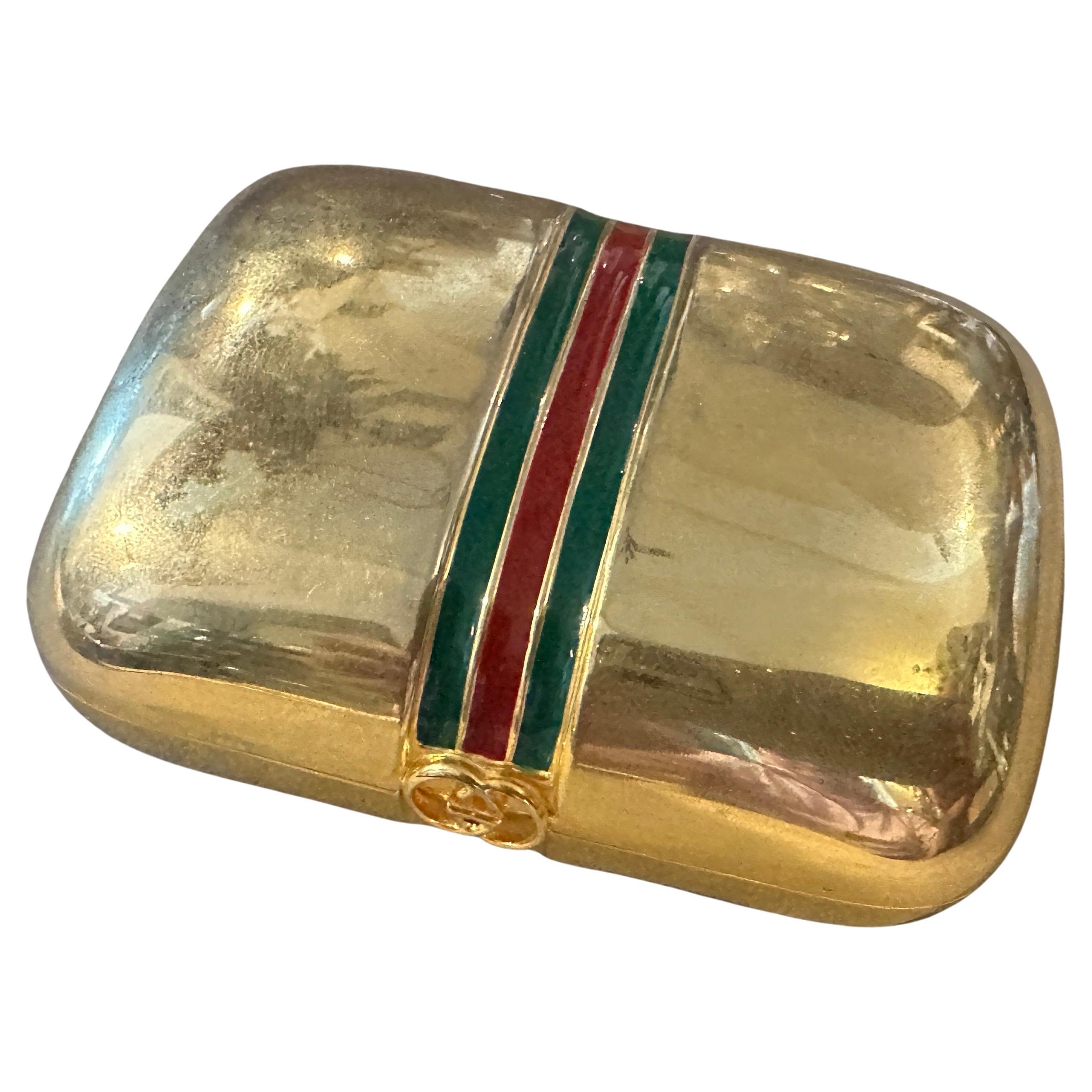 A 1980s Modern Gilt Brass and Lacquer Luxury Box by Gucci