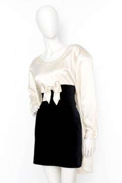 A 1980s Moschino Cheap and Chic Satin And Cotton Velvet Cocktail Dress