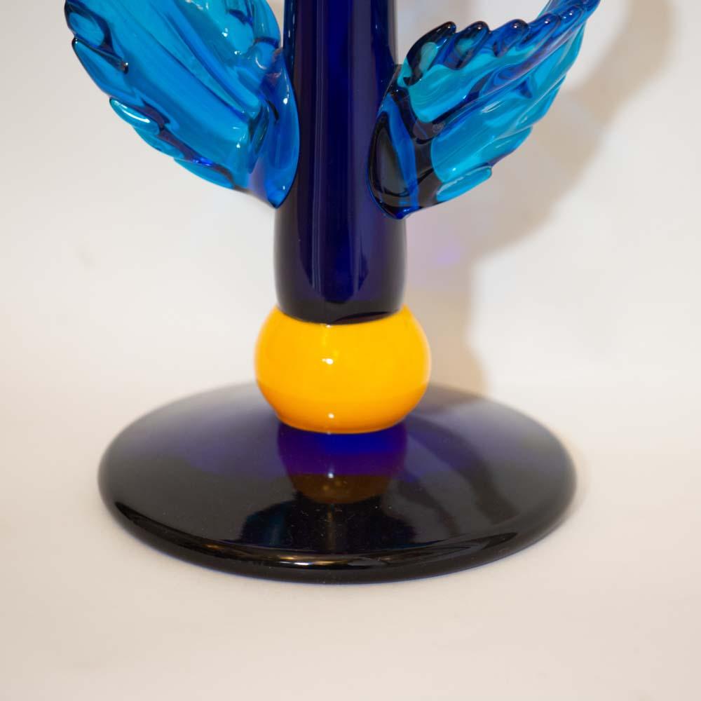1980s Unique Floral Blown Murano Art Glass Candle Stick by Silvano Signoretto 4