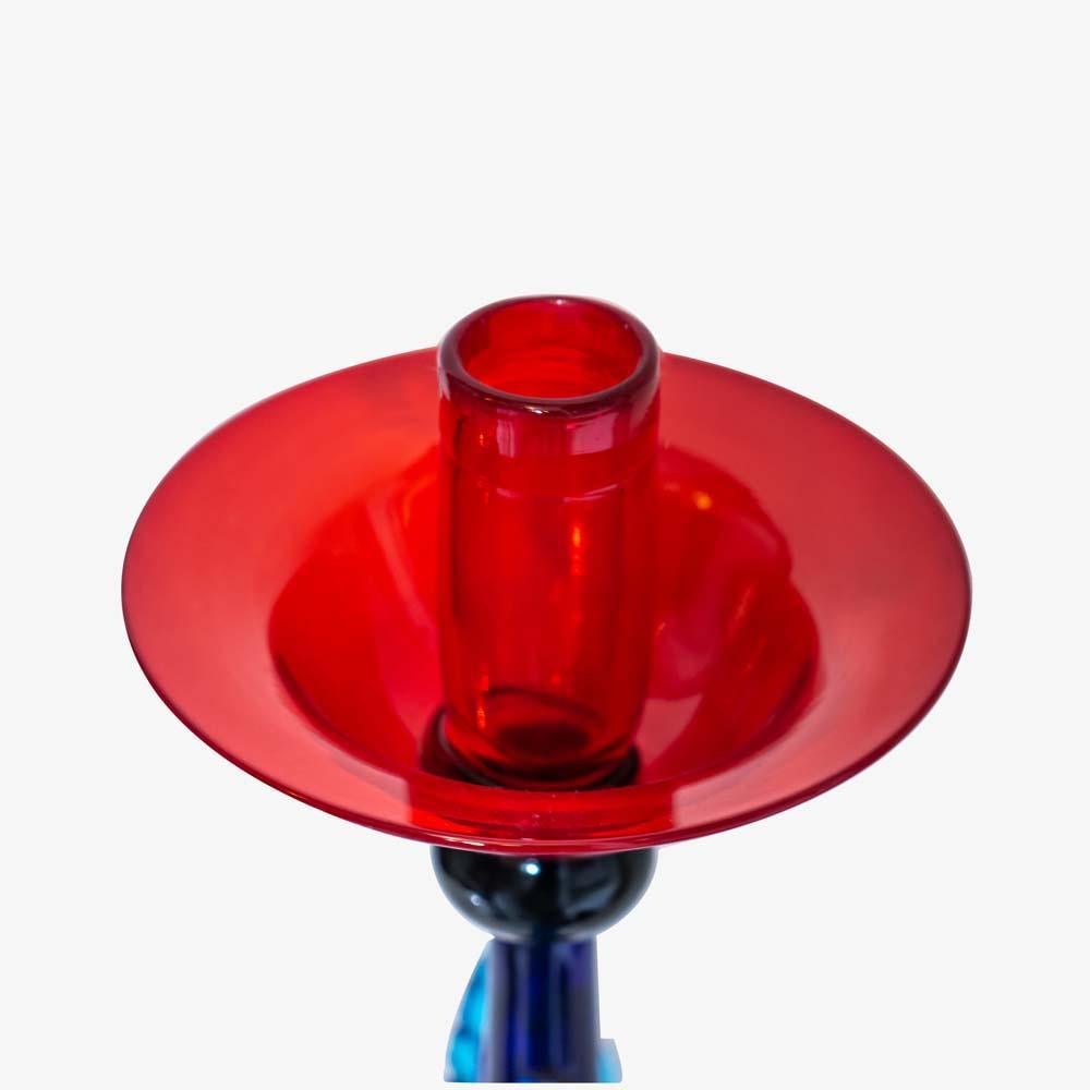 Mid-Century Modern 1980s Unique Floral Blown Murano Art Glass Candle Stick by Silvano Signoretto