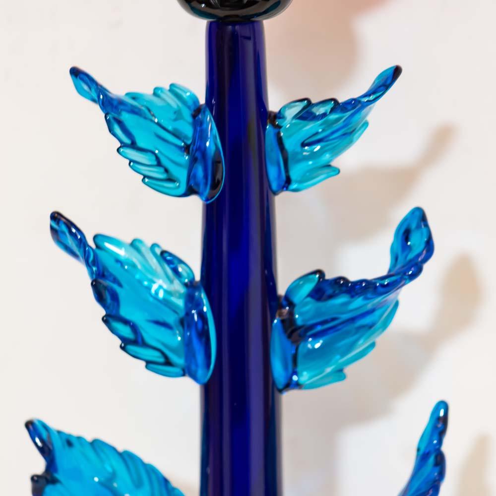 Italian 1980s Unique Floral Blown Murano Art Glass Candle Stick by Silvano Signoretto