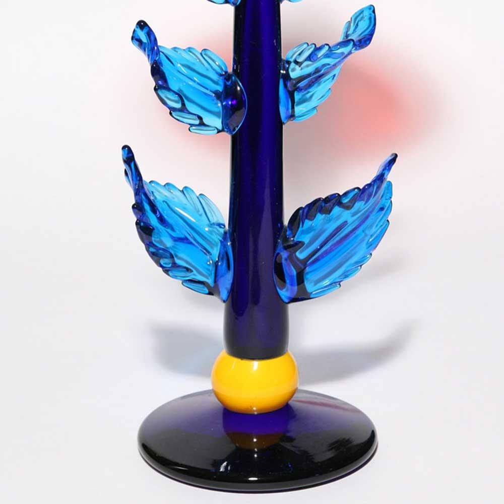 Blown Glass 1980s Unique Floral Blown Murano Art Glass Candle Stick by Silvano Signoretto
