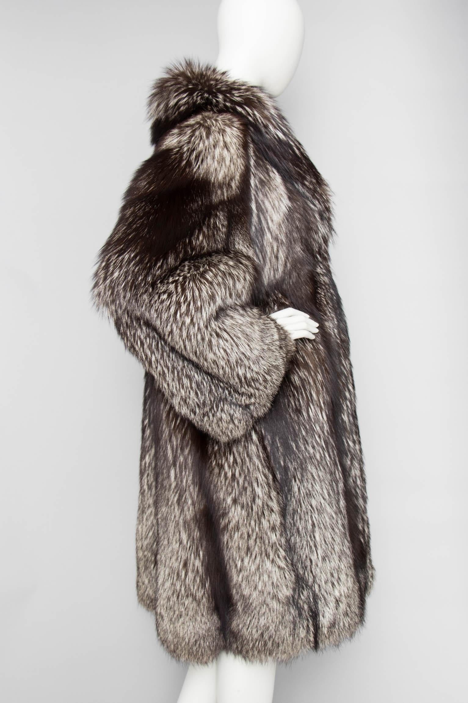 Gray A 1980s Vintage Long Grey Saga  Fox Fur Coat 