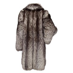 A 1980s Retro Long Grey Saga  Fox Fur Coat