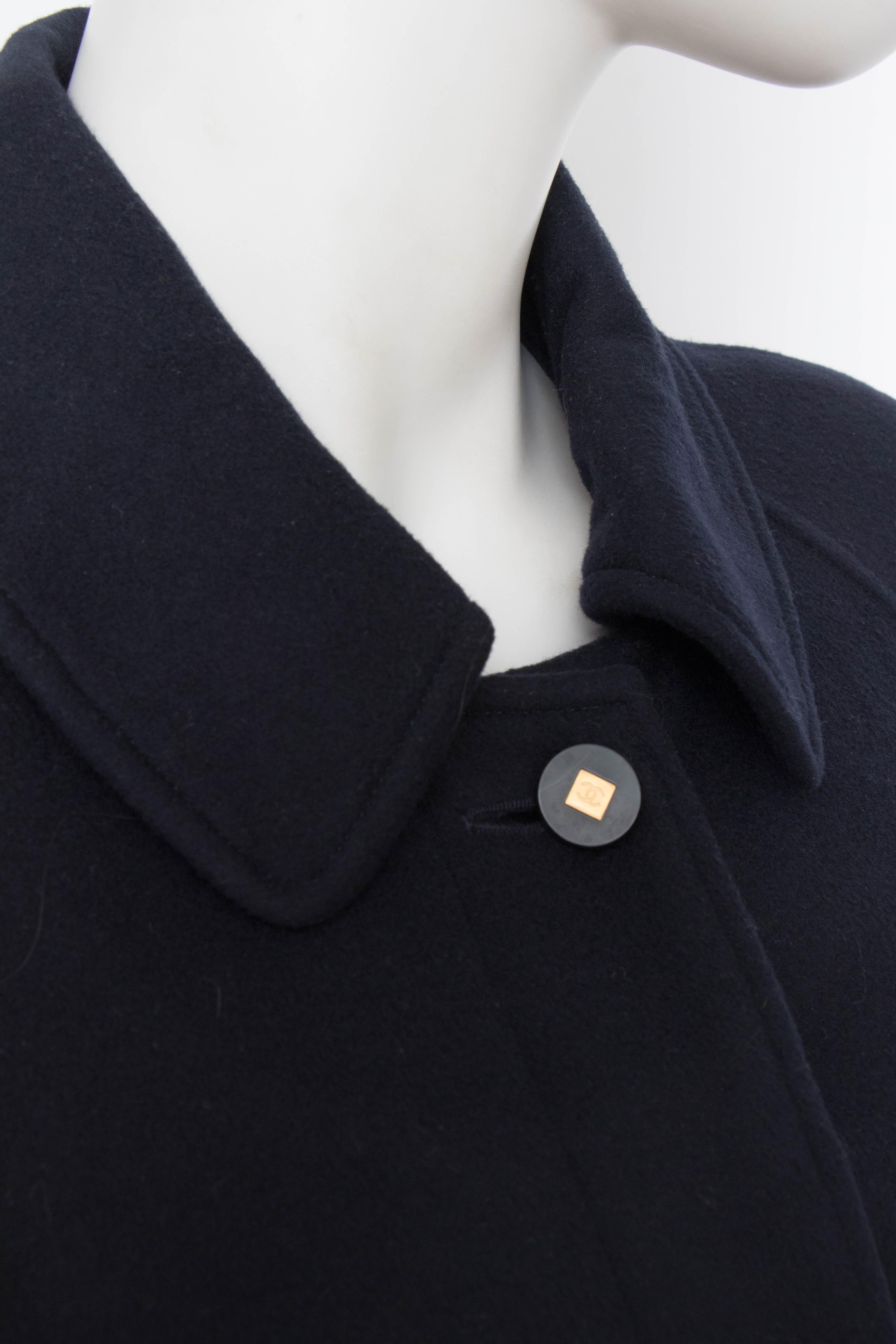 A 1980s Vintage Navy Chanel Beltet Cashmere Coat  1