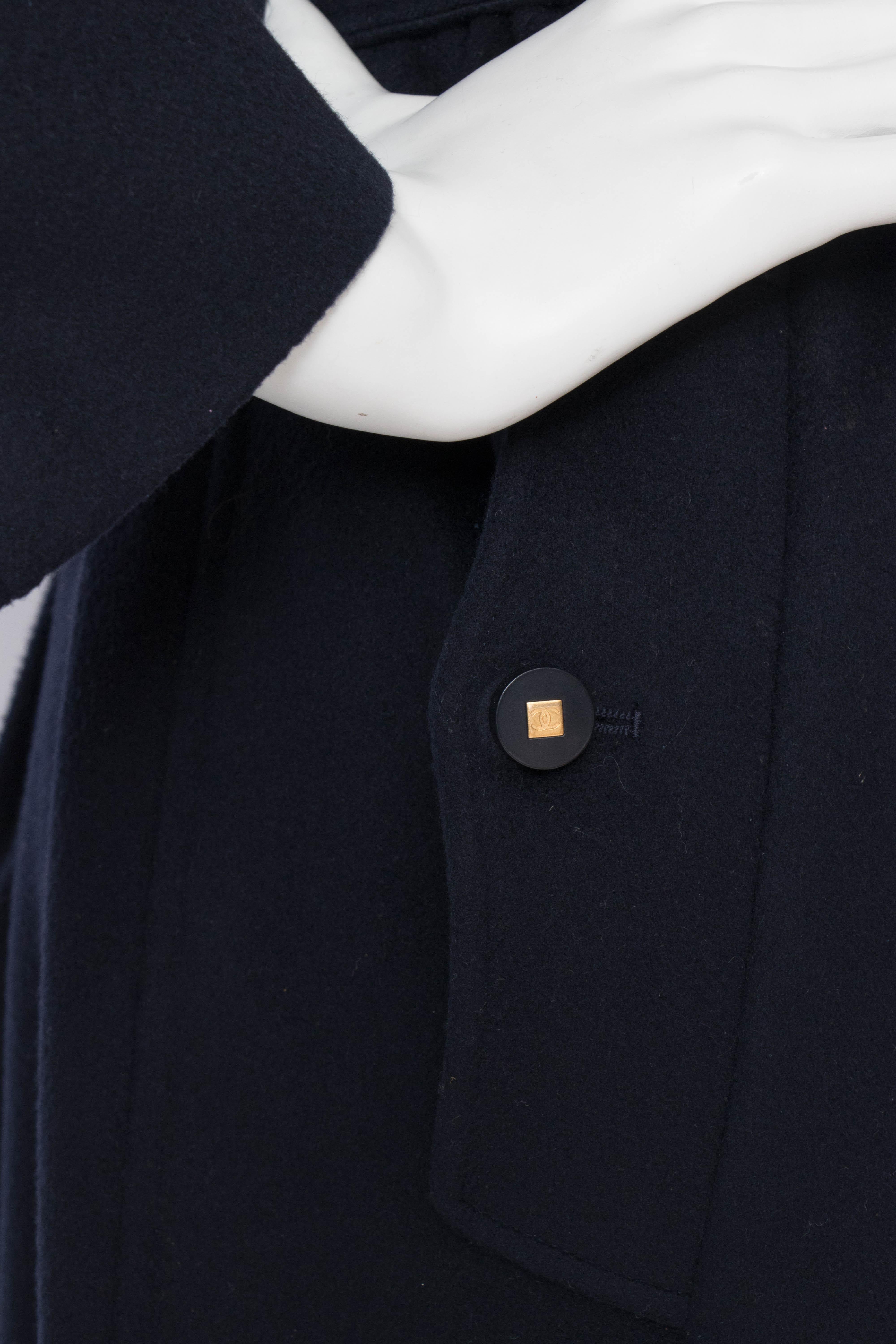 A 1980s Vintage Navy Chanel Beltet Cashmere Coat  2