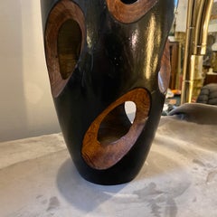 A 1980s Vintage Organic Modern Hand Carved Wood Sculptural Vase