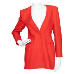 A 1980s Vintage Tangerine Claude Montana Wool Blazer M