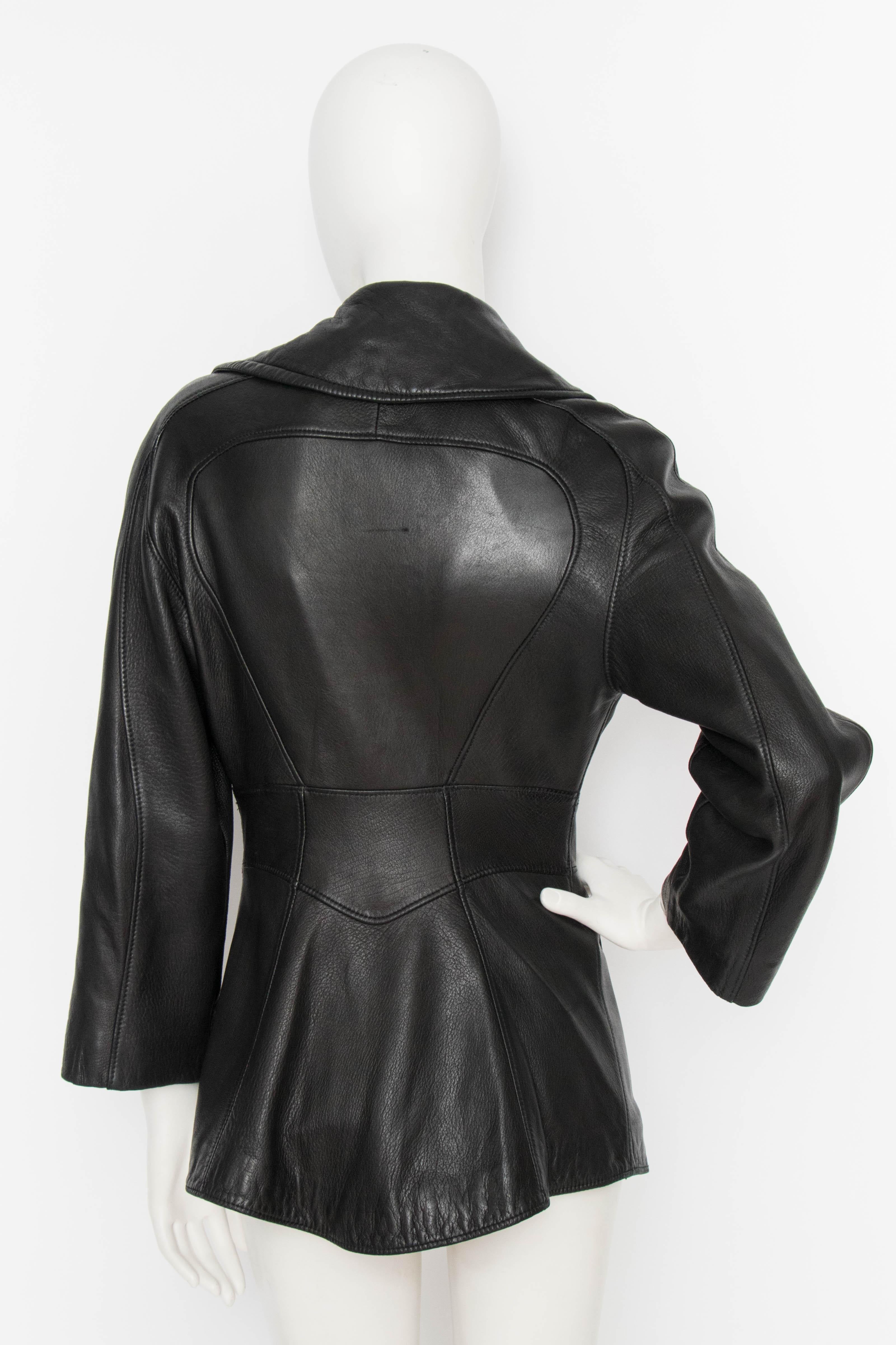 A 1980s Vintage Thierry Mugler Black Leather Jacket  In Good Condition In Copenhagen, DK