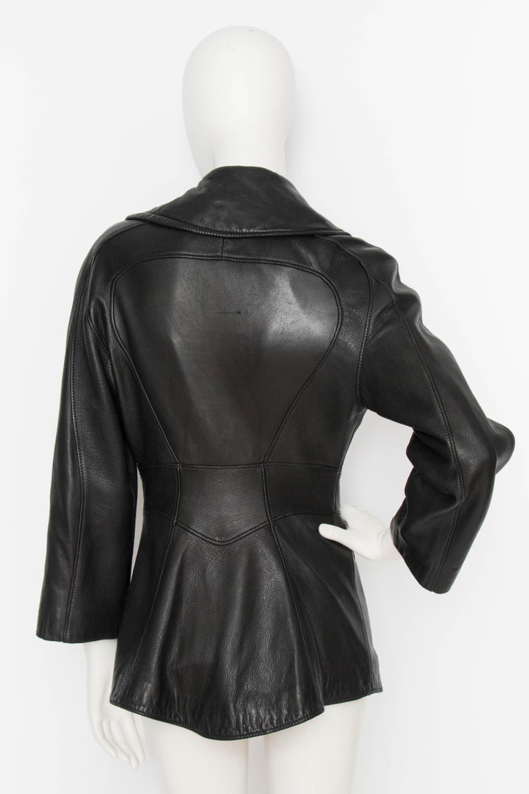 A 1980s Vintage Thierry Mugler Black Leather Jacket at 1stDibs