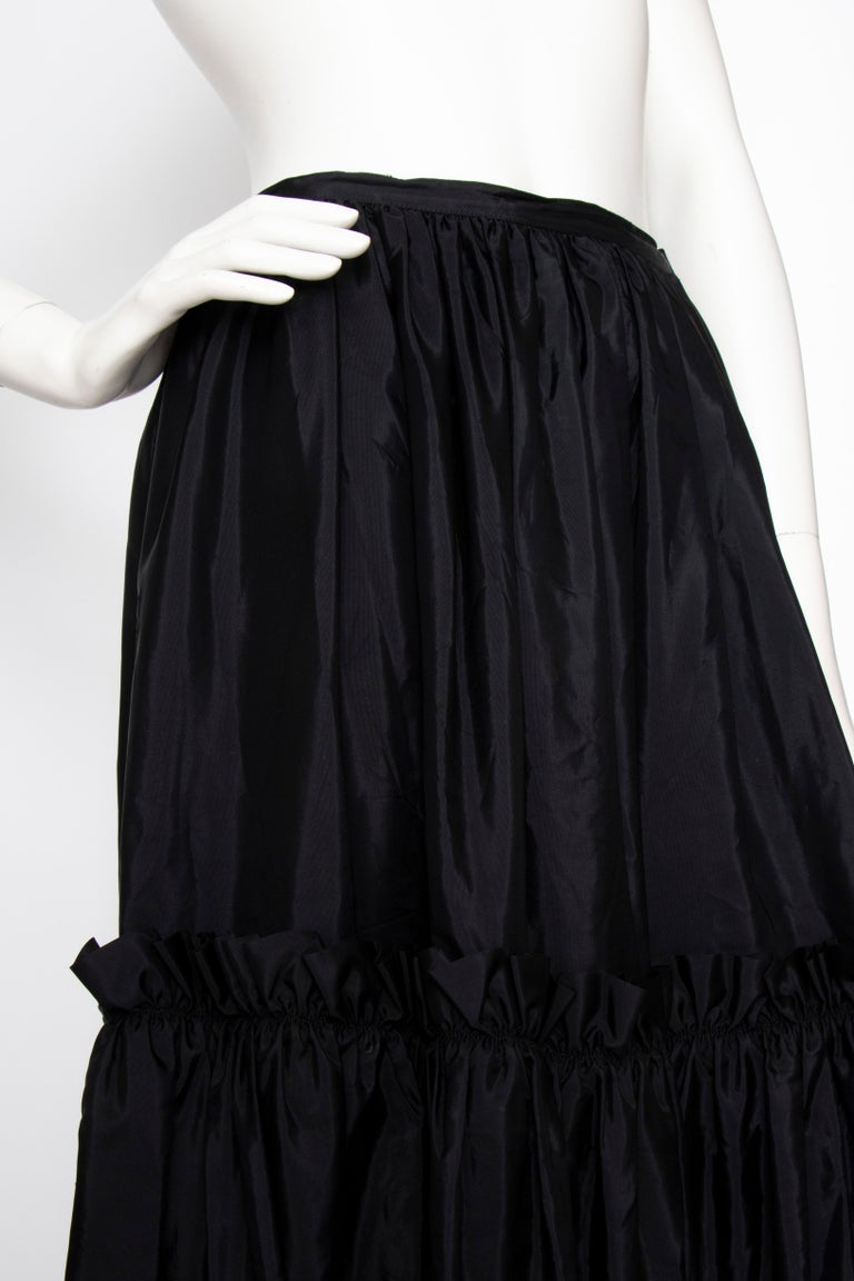 1981 Yves Saint Laurent Embroidered Silk Taffeta Full Maxi Skirt