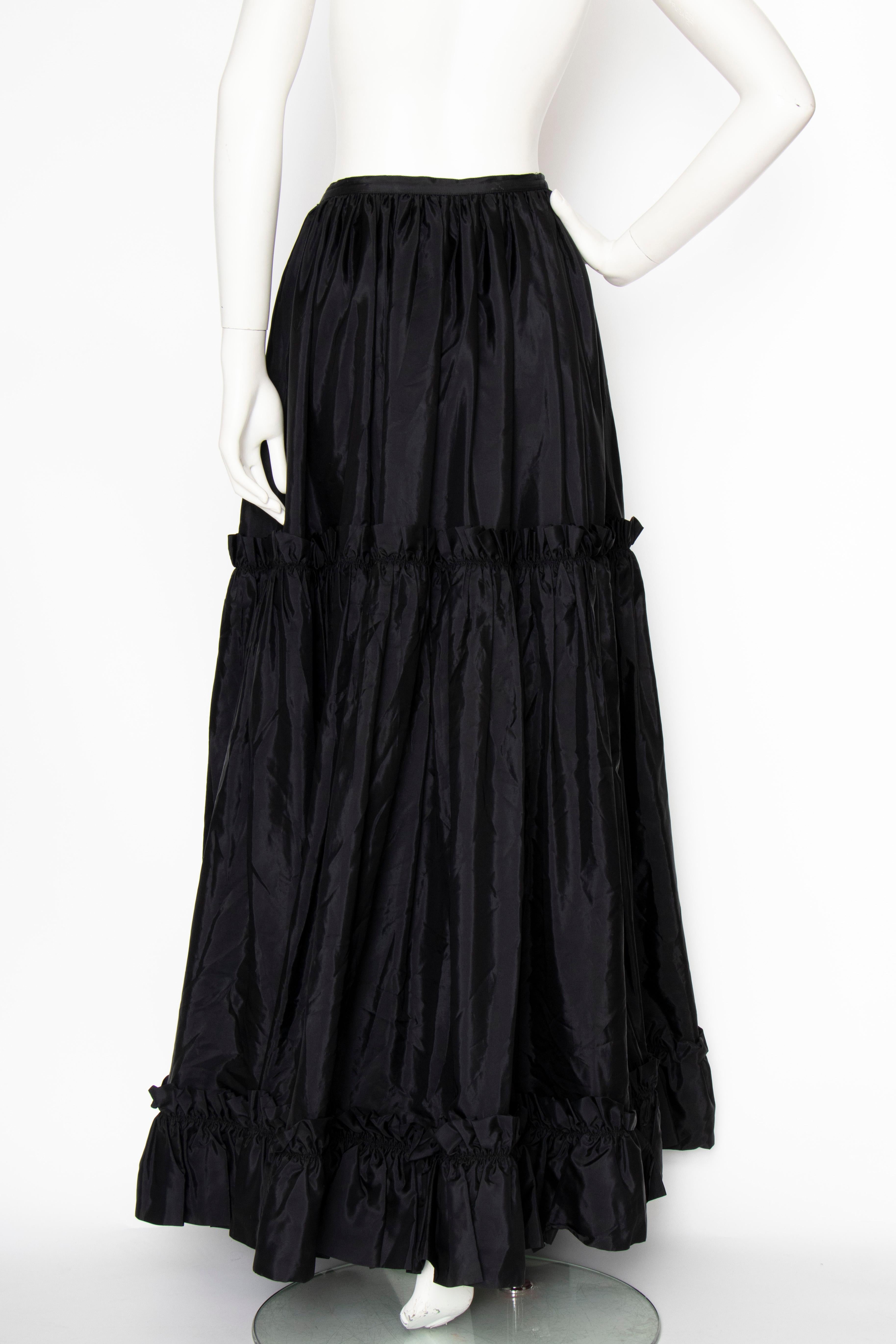 Women's or Men's A 1980s Vintage Yves Saint Laurent Rive Gauche Black Silk Taffeta Skirt For Sale