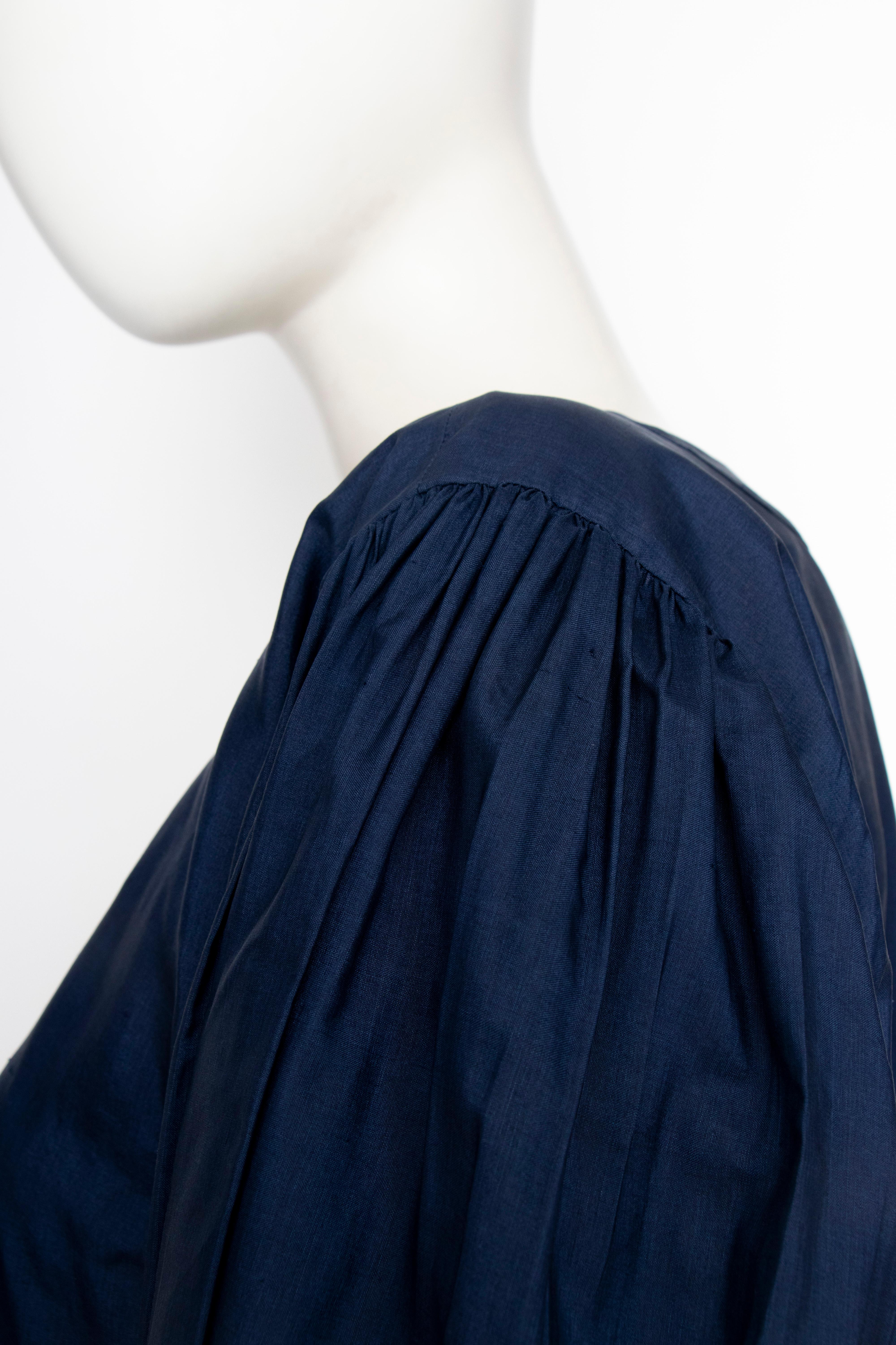 A 1980s Vintage Yves Saint Laurent Rive Gauche Blue Silk Blouse  For Sale 2