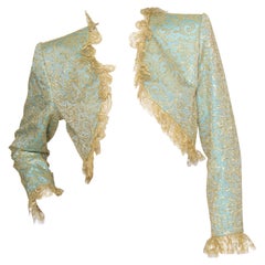 A 1980s Vintage Yves Saint Laurent Rive Gauche Gold Lace Bolero Jacket