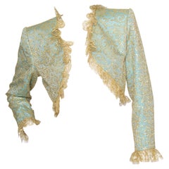 A 1980s Vintage Yves Saint Laurent Rive Gauche Gold Lace Bolero Jacket 