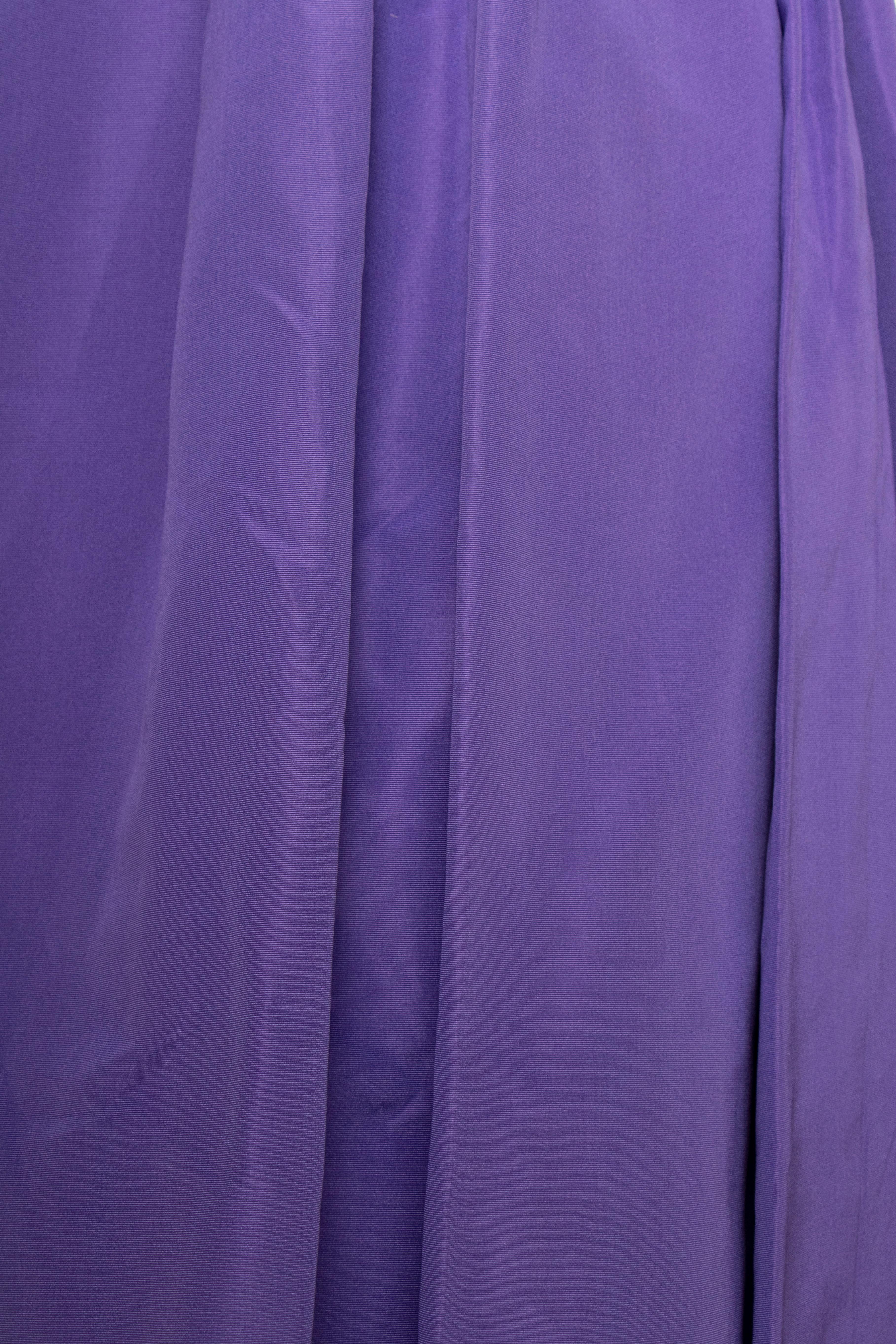 Women's or Men's A 1980s Vintage Yves Saint Laurent Rive Gauche Purple Silk Taffeta Skirt 