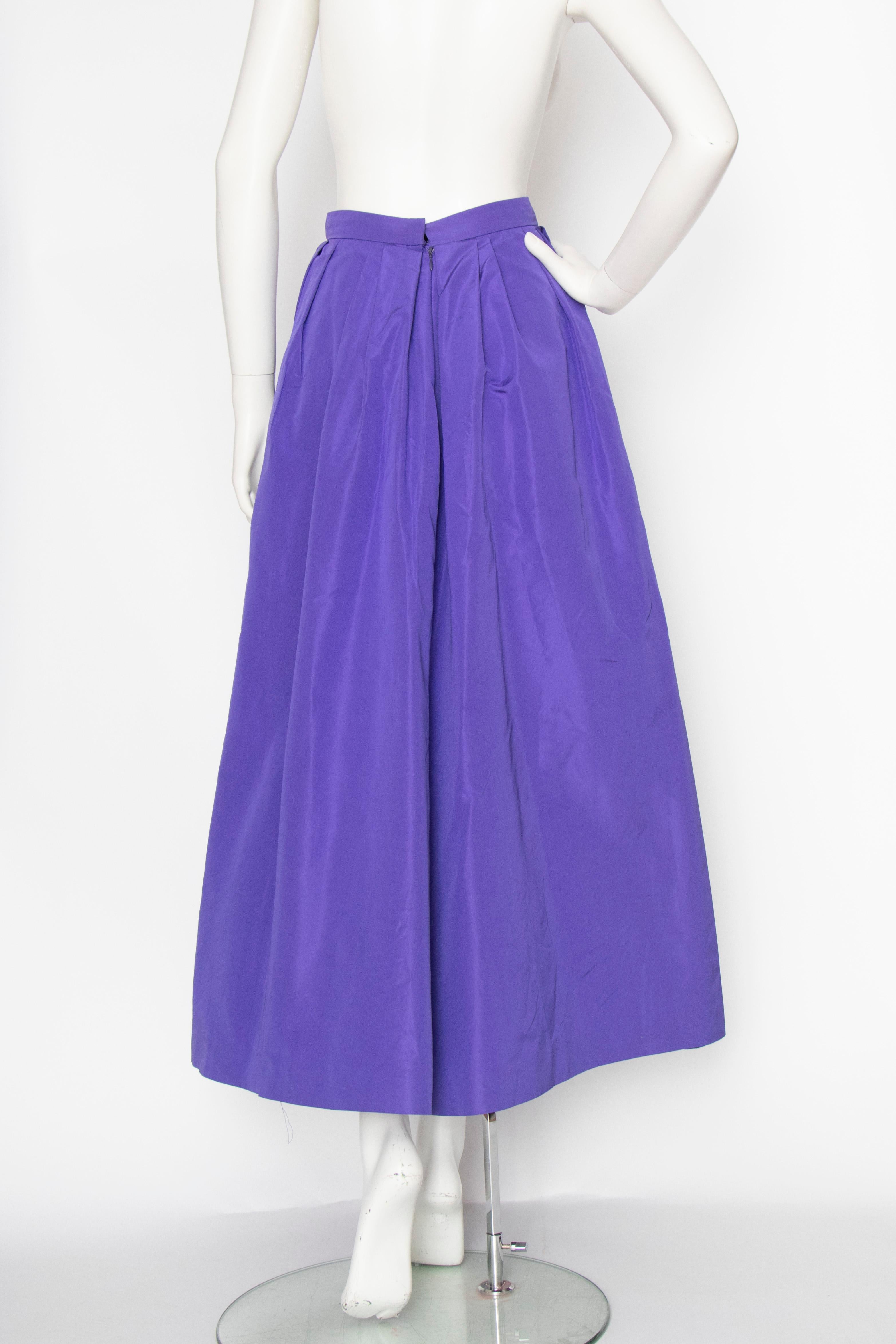 A 1980s Vintage Yves Saint Laurent Rive Gauche Purple Silk Taffeta Skirt  1